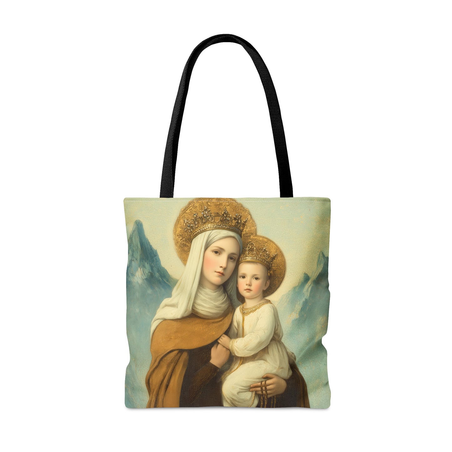 The Gift of the Scapular - Our Lady of Mount Carmel Tote Bag - Large Medium Small Faith Art Bag - Catholic Faith Purse - Double Sided