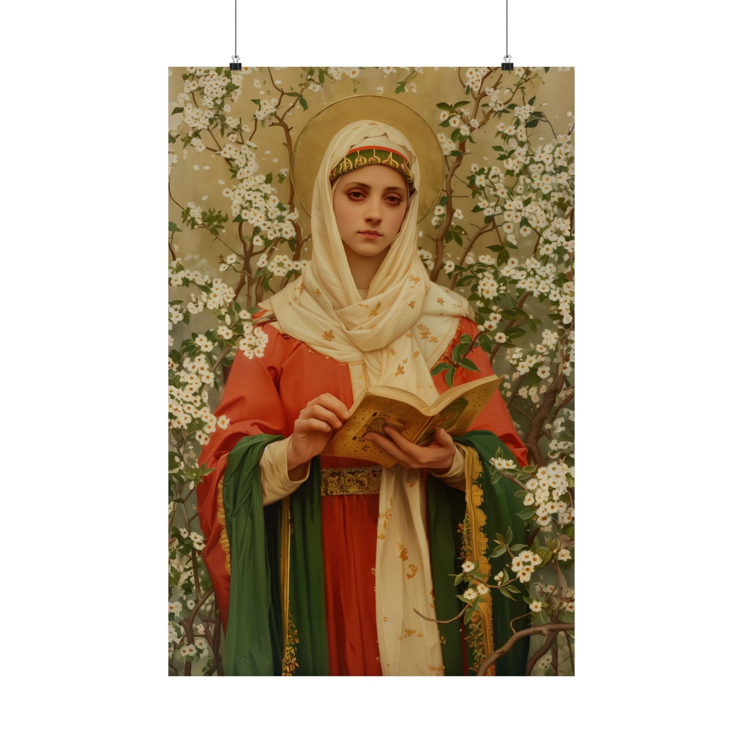 Saint Amelia / Saint Amalberga - Sanctified Souls Print - Multiple Sizes - Premium Posters - Catholic Art - Christian painting