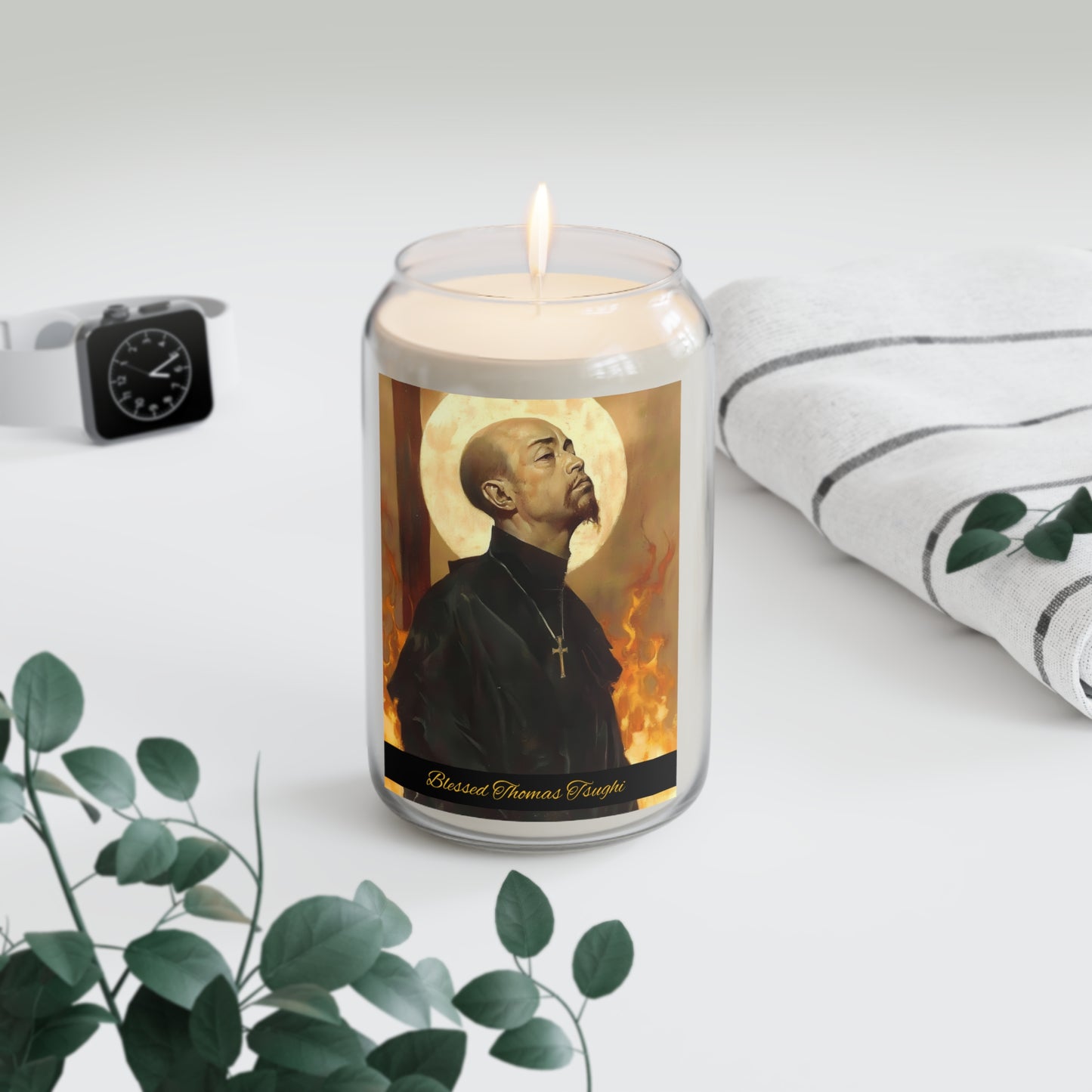 Blessed Thomas Tsughi - Scented Prayer Candle, 13.75oz - Candle - Catholic Art - prayer room Scented Candle - Catholic Saint Art