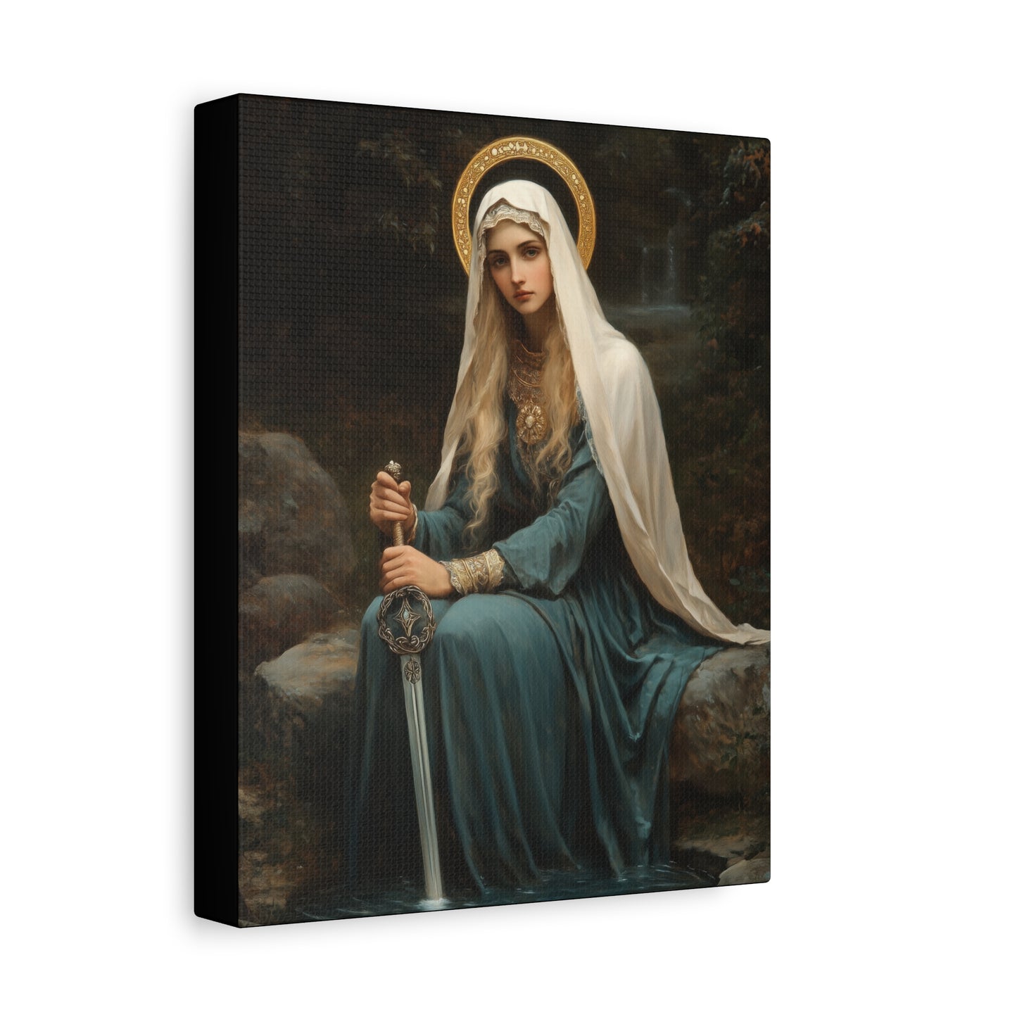 Saint Winifred - Museum Wrapped Canvas - Print - Religious Art for your Home - Christian print - Prayer Room Art - Catholic