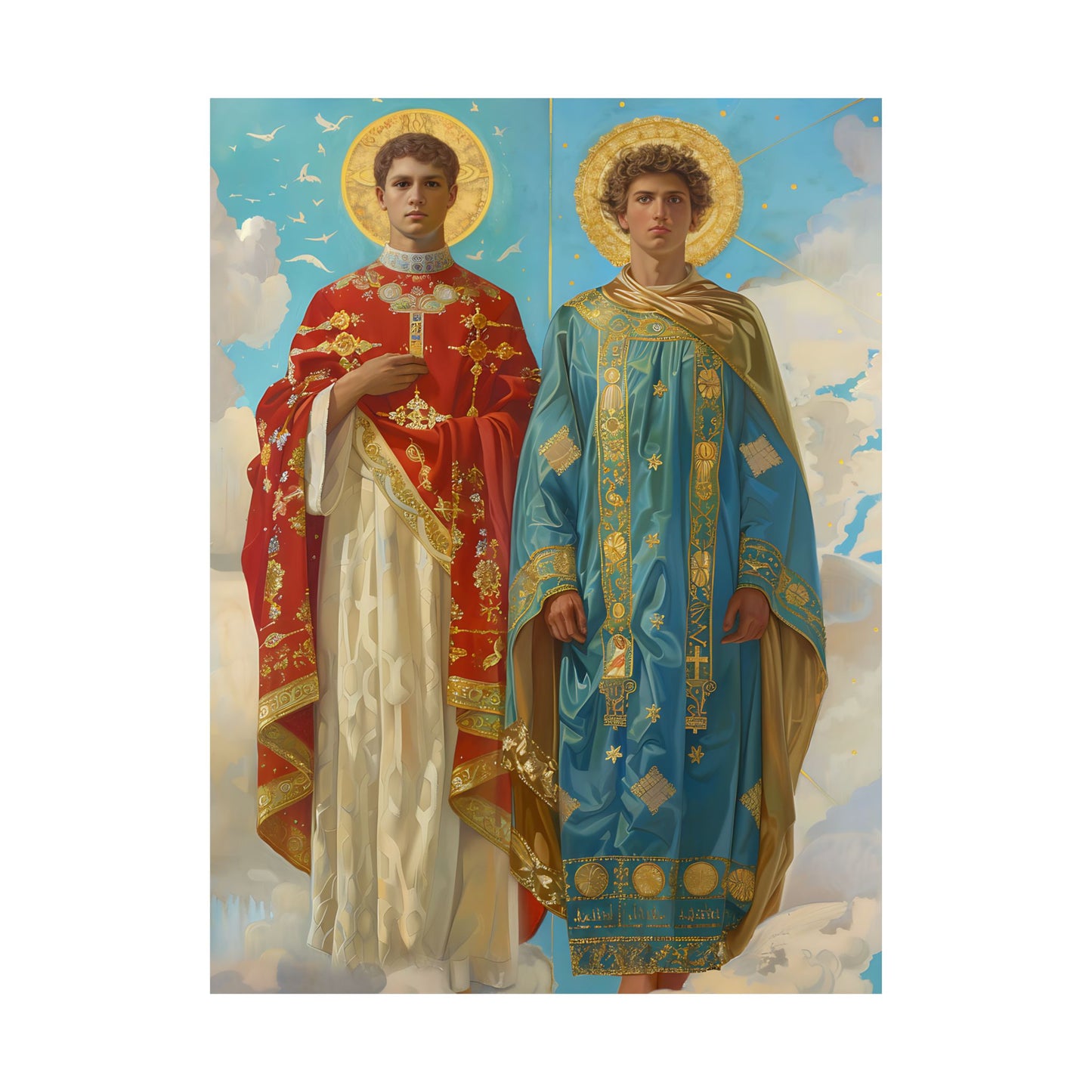 Saints Faustinus and Jovita - Sanctified Souls Print - Multiple Sizes - Premium Matte Vertical Posters - Catholic Art for the home