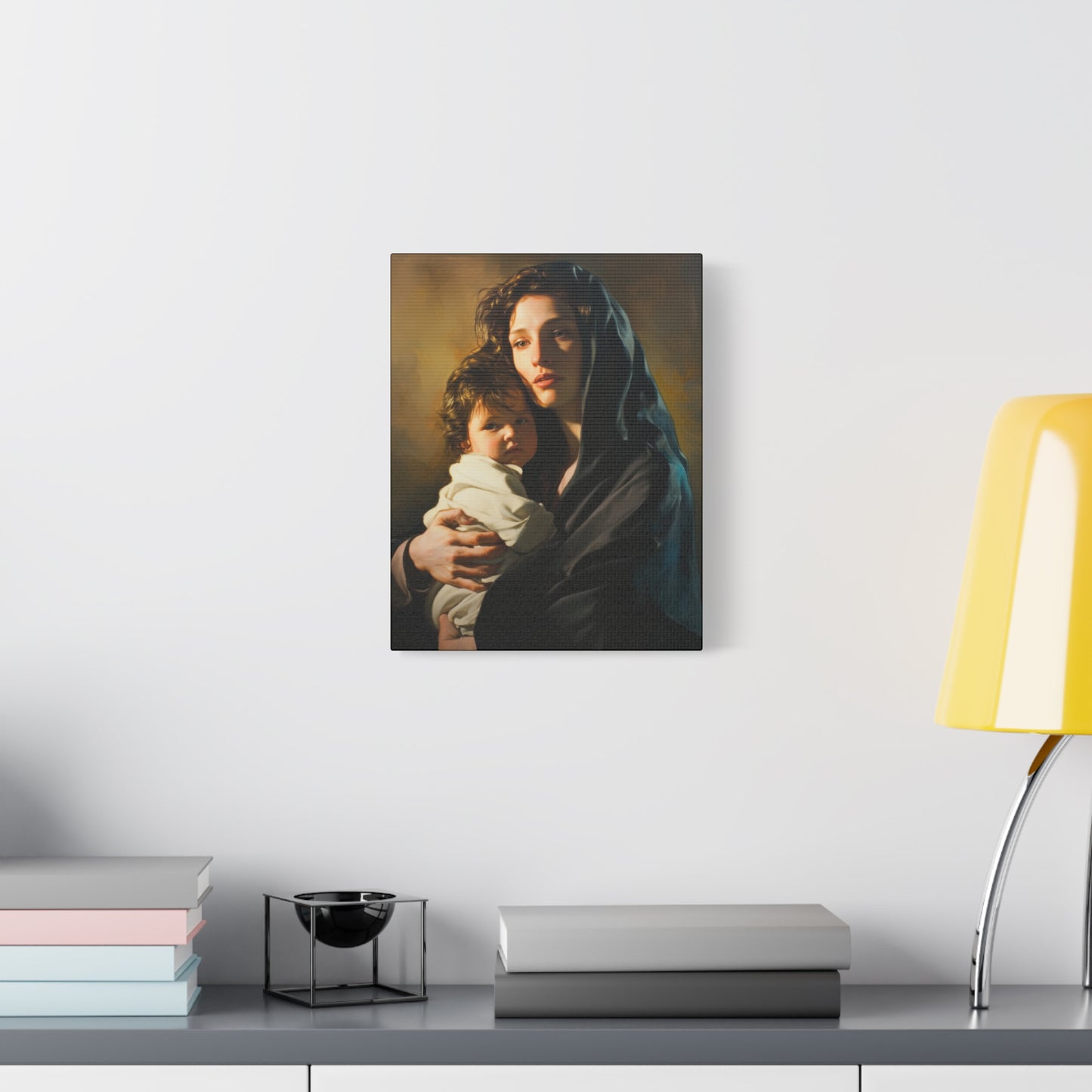 A mother's Gentle Embrace - Mary and The Christ Child - Museum Wrapped Canvas - Print - Religious Art for your Home - Catholic Saint Art