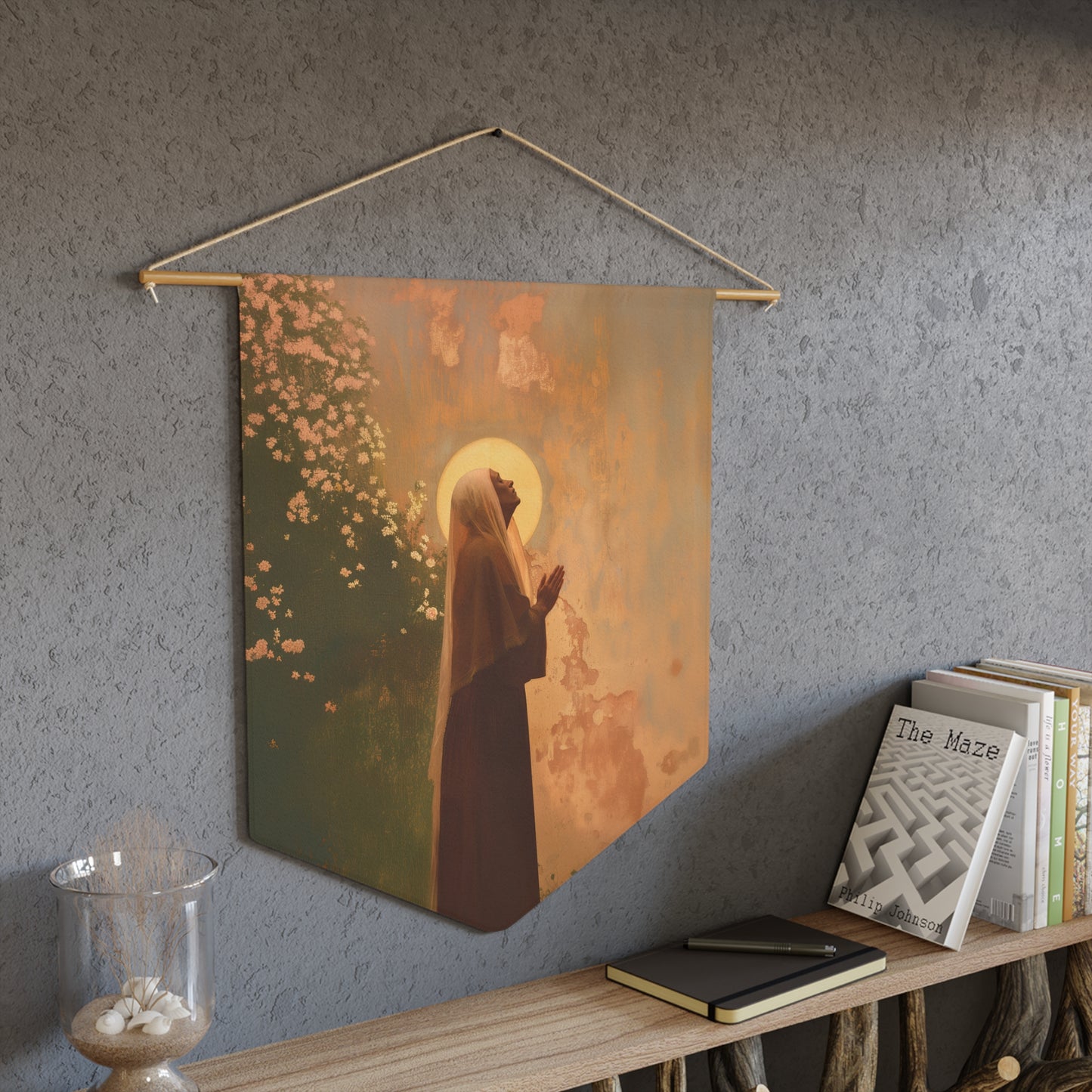 Saint Monica Pennant / Banner / Wall Hanging - Prayer room art - 18" x 21" - Catholic - Large Banner