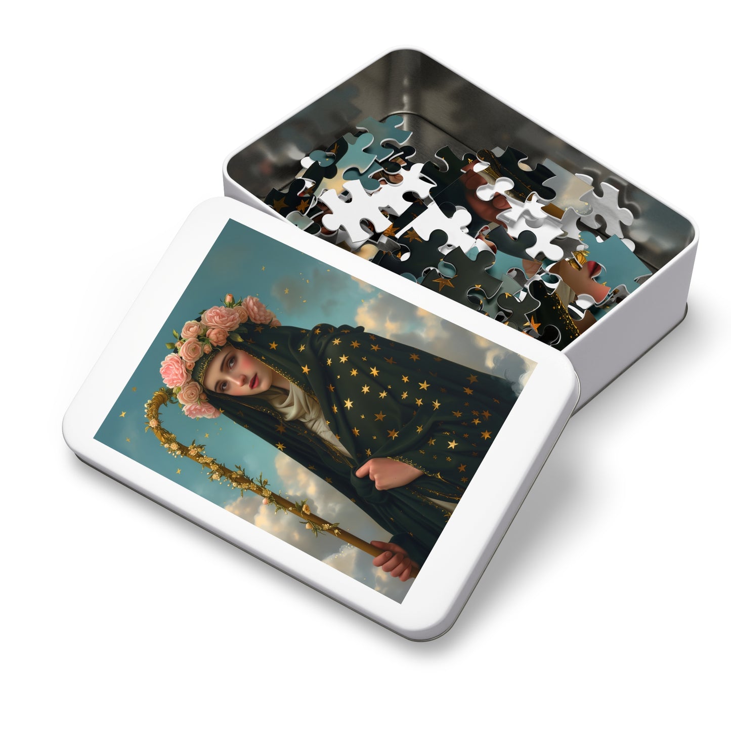Saint Aldegund / Aldegundis - Puzzle and Keepsake Tin - Religious Jigsaw Puzzle (30, 110, 252, 500,1000-Piece) - Religious Puzzle