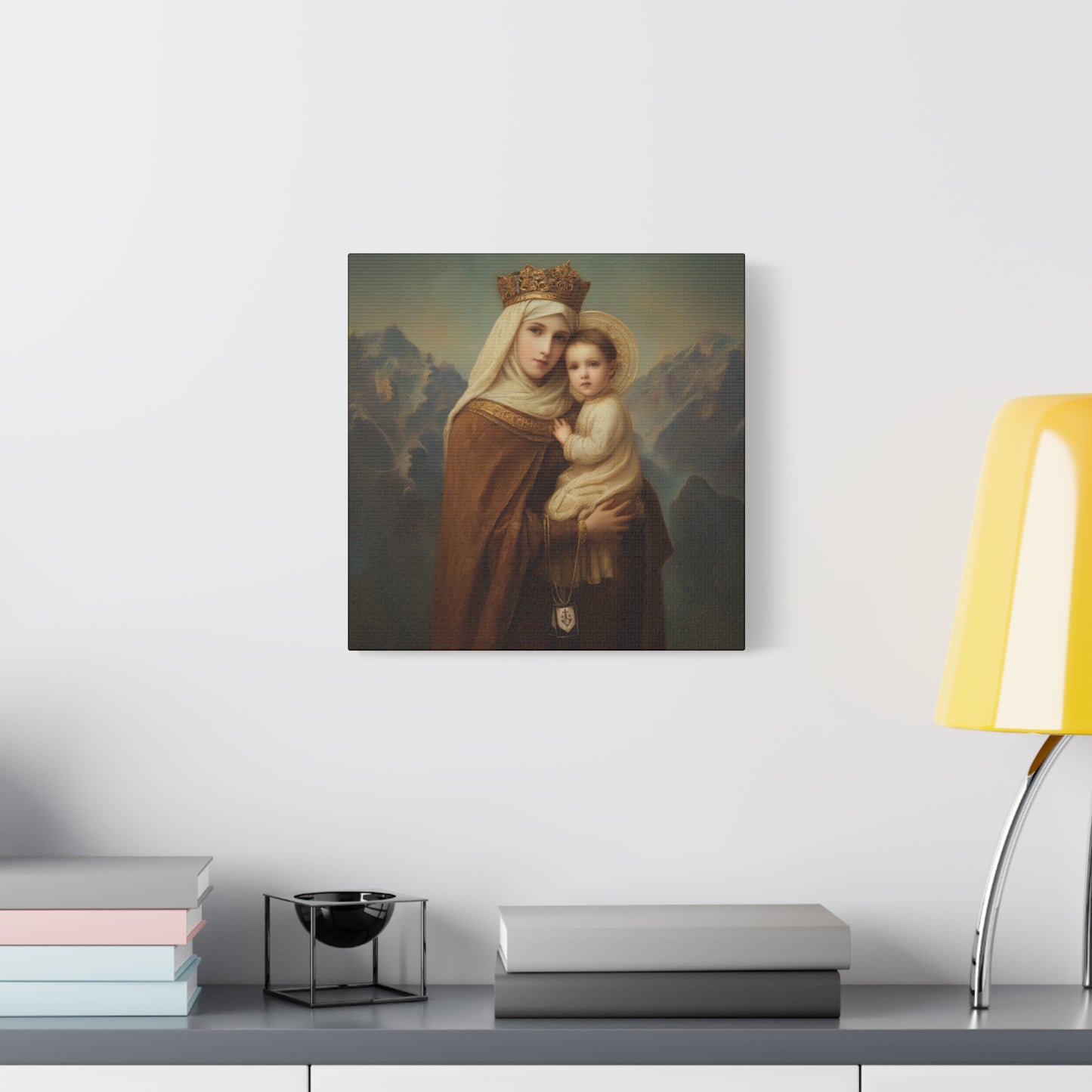 A Cord Between Heaven and Earth - Our Lady of Mount Carmel Wrapped Canvas Print - Multiple Sizes - Catholic Home art Matte Canvas, Stretched