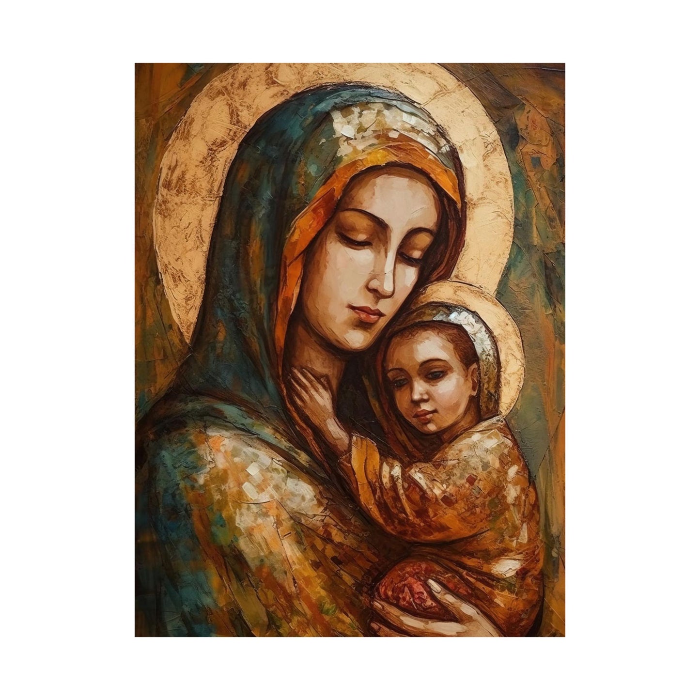 Mother's Blessing - Virgin Mary and the Christ Child - Multiple Sizes - Premium Matte Vertical Posters - Christ Child and Mother Mary