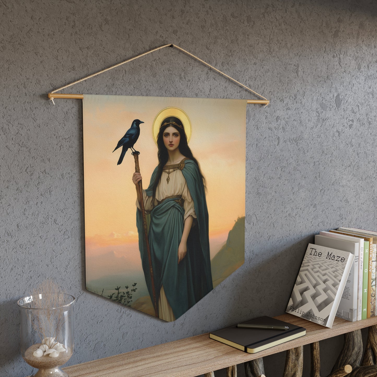 Saint Oda Pennant / Banner / Wall Hanging - Prayer room art - 18" x 21" - Catholic prayer Religious - Large Print