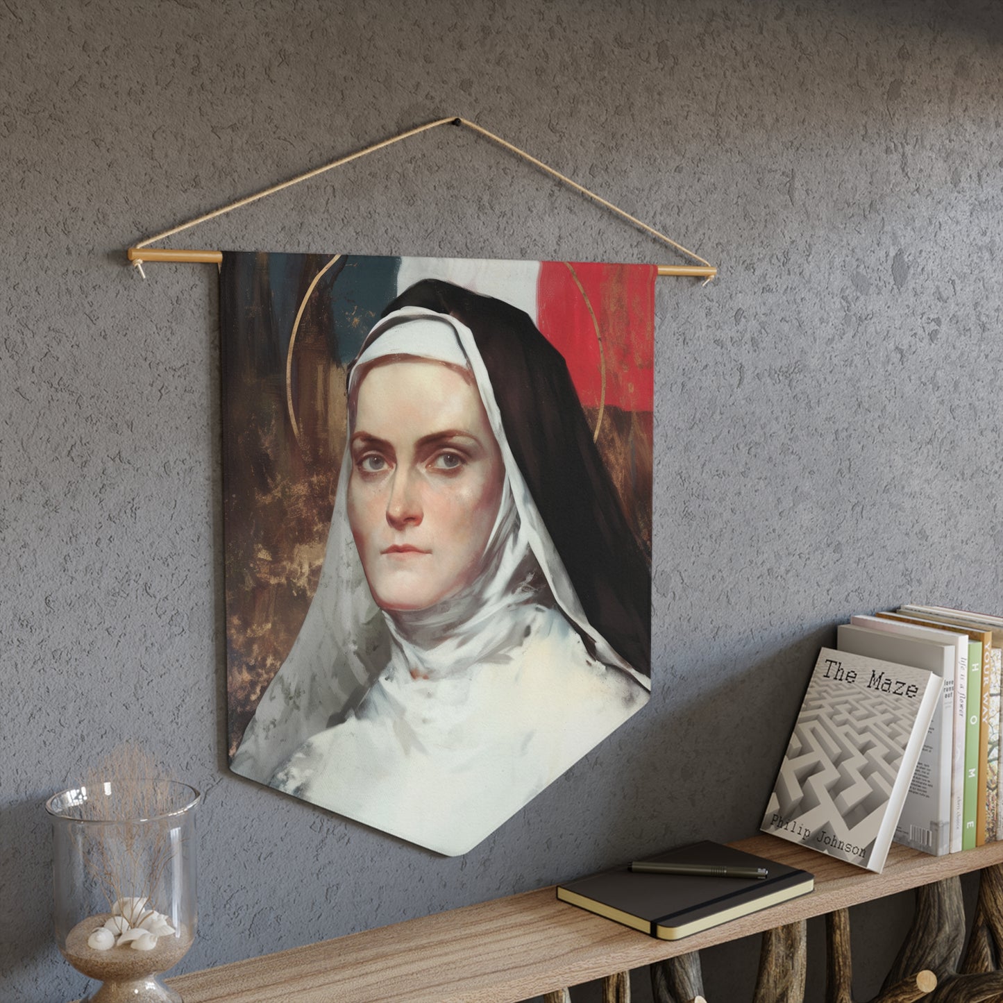 Saint Jeanne-Antide Thouret Pennant / Banner / Wall Hanging - Prayer room art - 18" x 21" - Catholic prayer Religious - Large Print