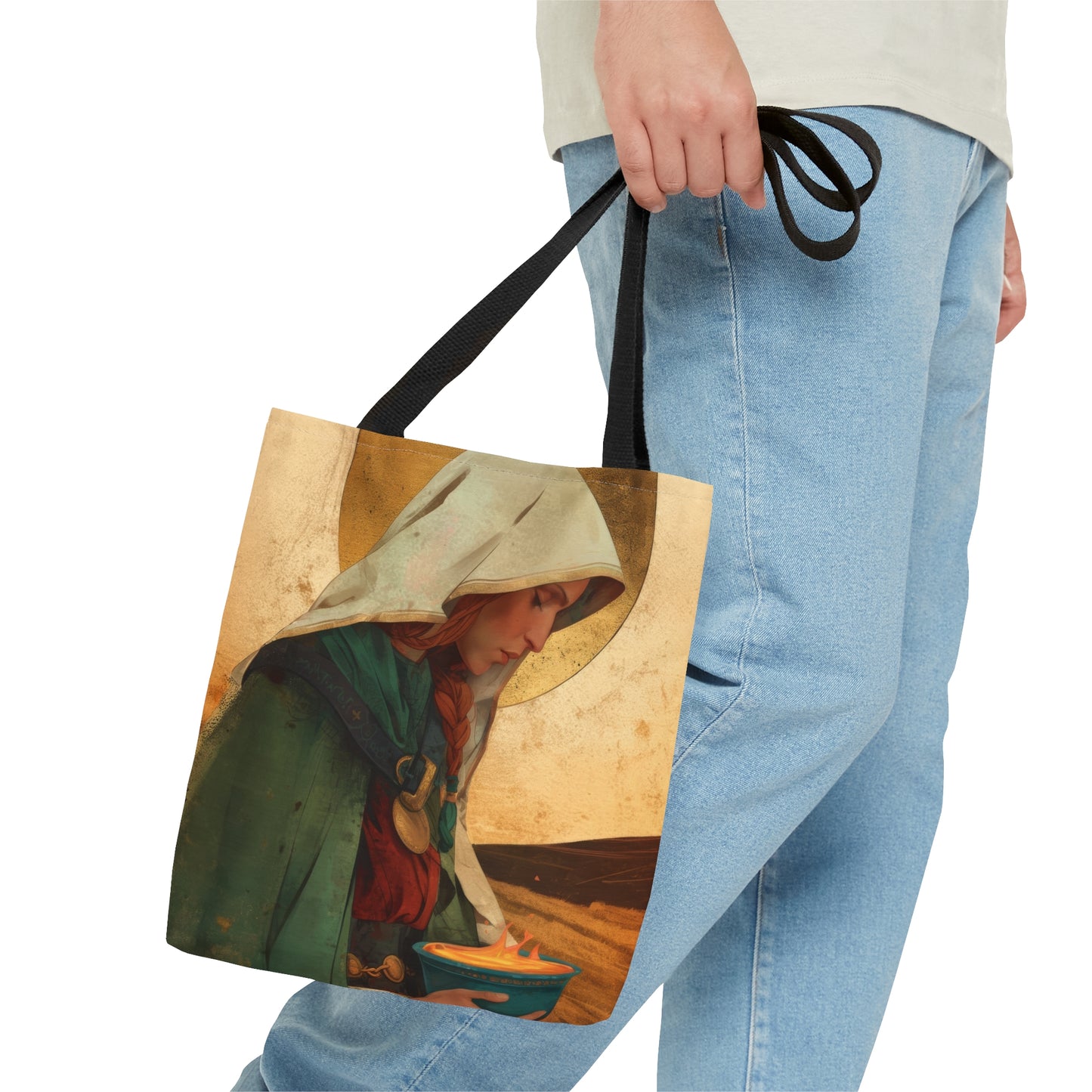 Saint Brigid of Ireland / Kildare Tote Bag - Large Medium Small Faith Art Bag - Catholic Faith Purse - Religious - Prayer Bag - Devotional