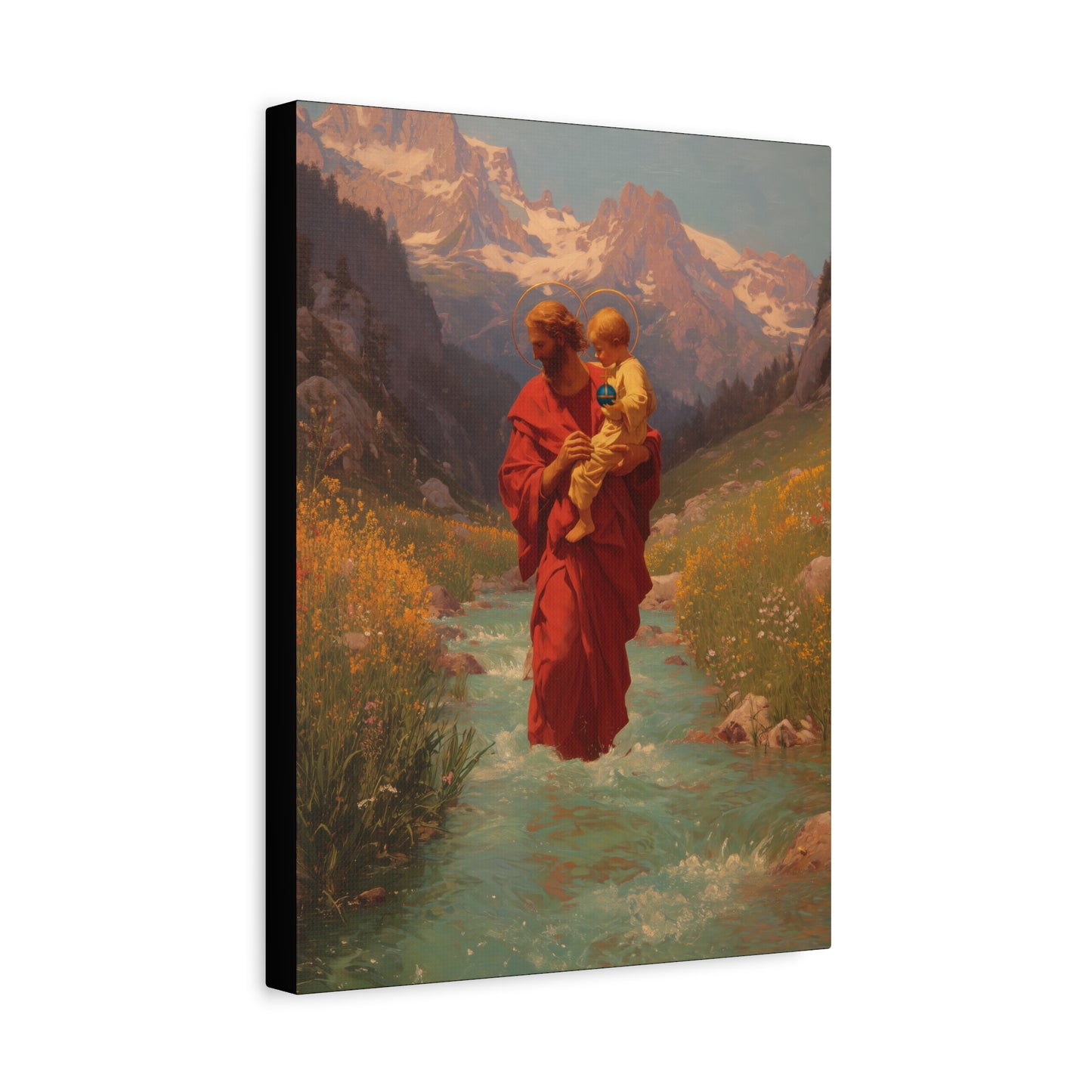 Saint Christopher - Museum Wrapped Canvas - Sanctified Souls Print - Religious Art for your Home