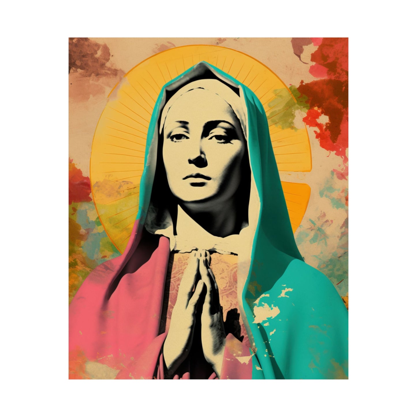 Mary The Blessed Virgin - Sanctified Souls Print - Multiple Sizes - Premium Matte Vertical Poster - Pop Surreal Lowbrow Art Style