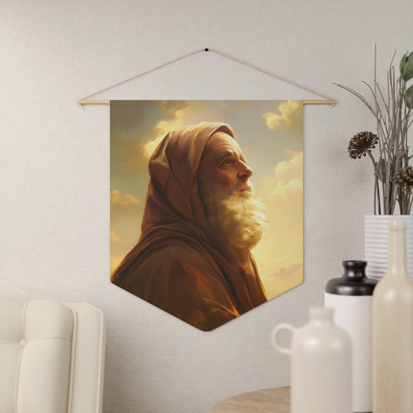 Father Abraham Pennant / Banner / Wall Hanging - Prayer room art - 18" x 21" - Catholic - Large Banner