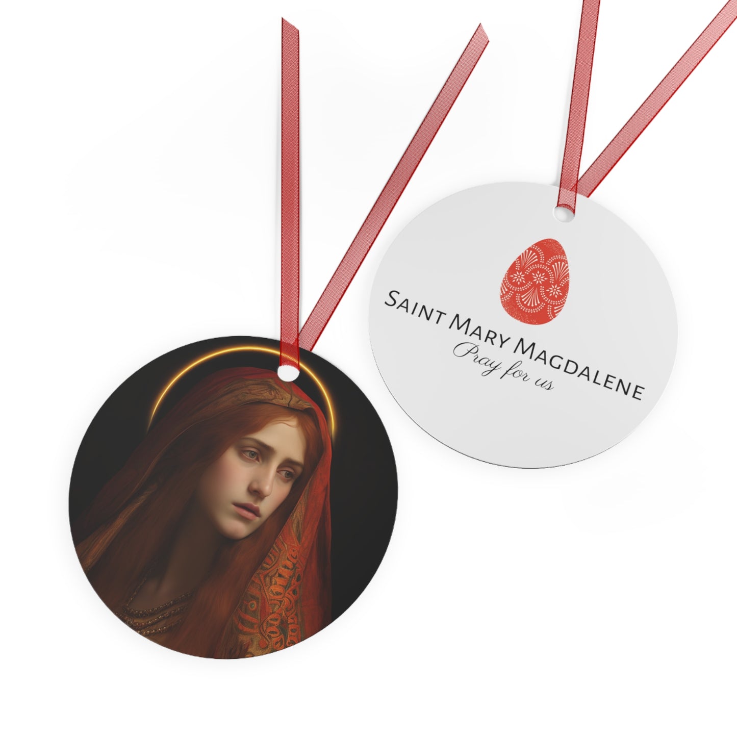 The Beloved Disciple - Mary Magdalene's Devotion Metal Ornament - Religious Holiday Christmas Ornament and Keepsake - Prayer Ornament