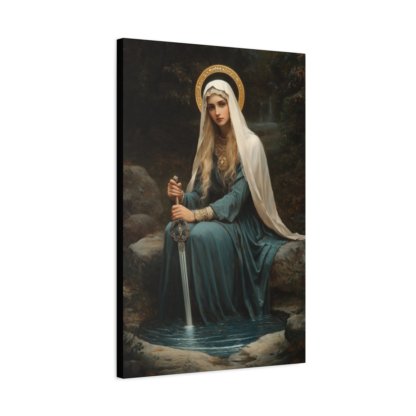Saint Winifred - Museum Wrapped Canvas - Print - Religious Art for your Home - Christian print - Prayer Room Art - Catholic