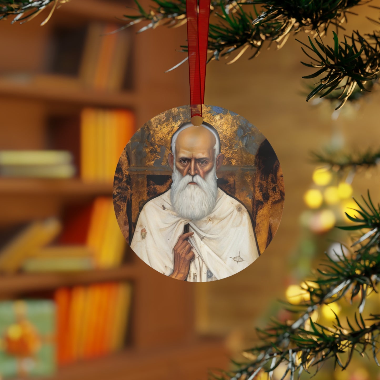Saint Lazarus of Bethany Metal Ornament - Religious Holiday Christmas Ornament and Keepsake - Double sided - Prayer Ornament