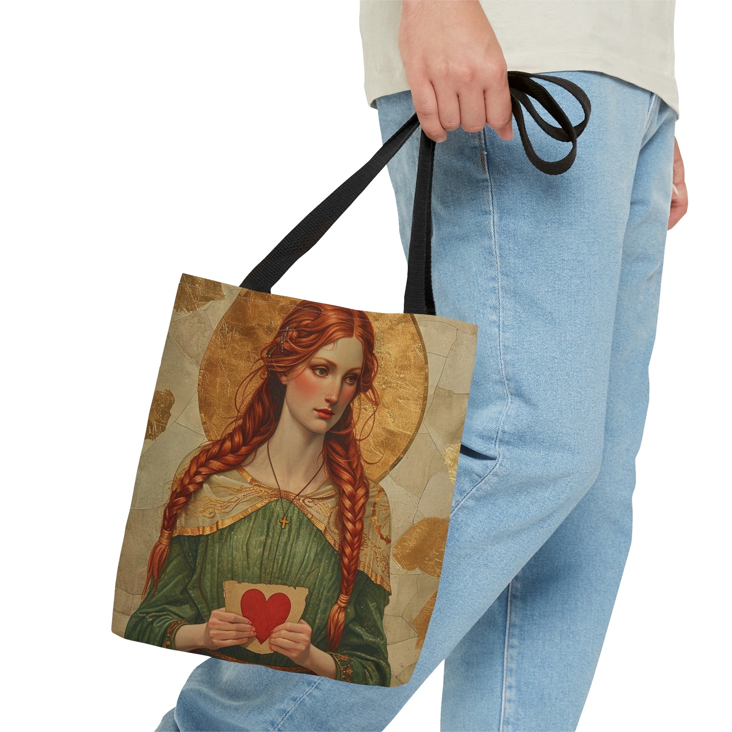 Saint Dwynwen Tote Bag - Three sizes - Large Medium Small Faith Art Bag - Catholic purse - Double Sided - Patron Saint Art