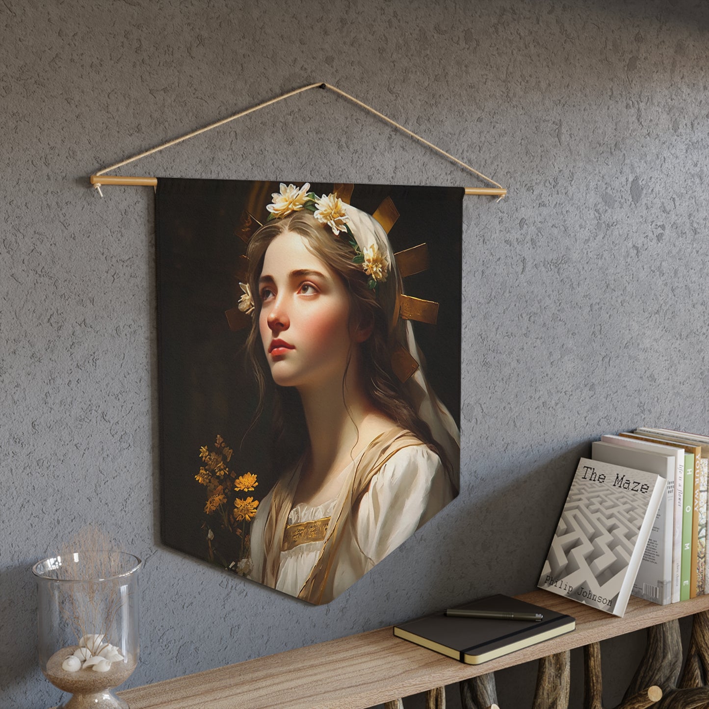 Saint Zita of Lucca Wall Banner / Wall Hanging - Prayer room art - Catholic Home Art - Large Saint Art for your home - 18" x 21"