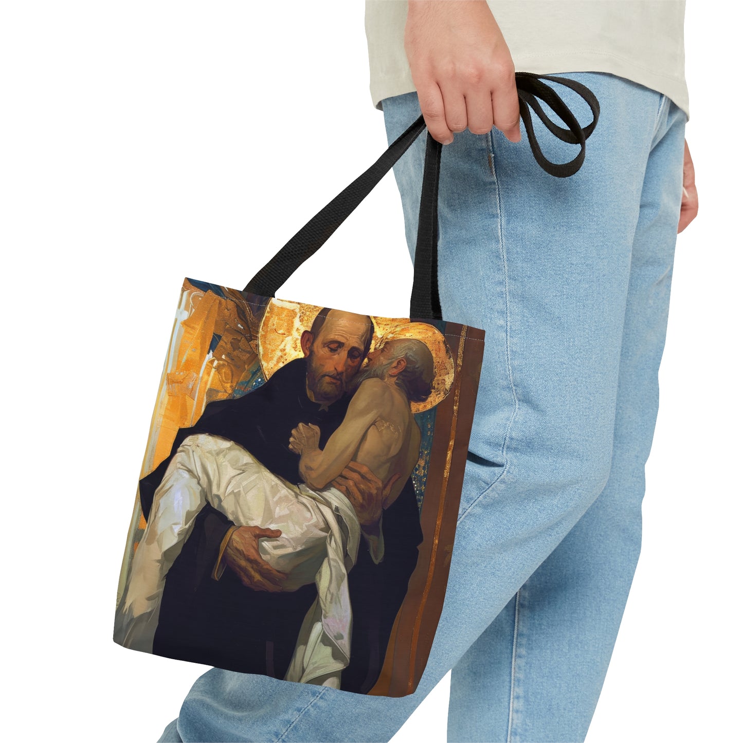 Saint John of God Tote Bag - Large Medium Small Faith Art Bag - Catholic Faith Purse - Religious Carry All Reusable Tote Bag
