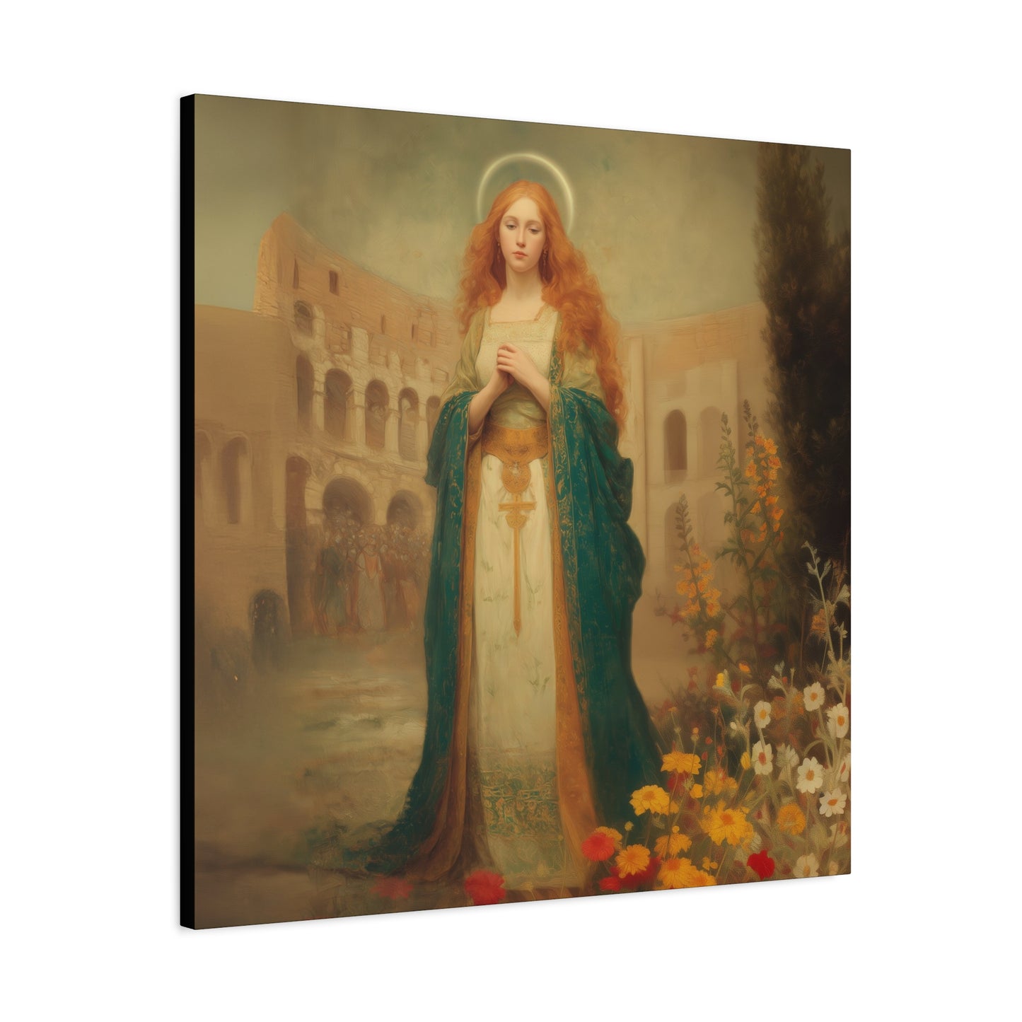 Saint Justina - Multiple Sizes - Catholic Home art - Museum Wrapped Canvas - Sanctified Souls Print - Catholic Martyr Art