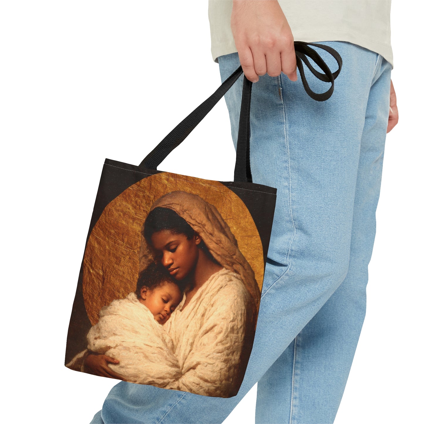 Our Lady of the Manger - Mother Mary and the Christ Child - Tote Bag - Large Medium Small Faith Art Bag - Catholic Faith Purse