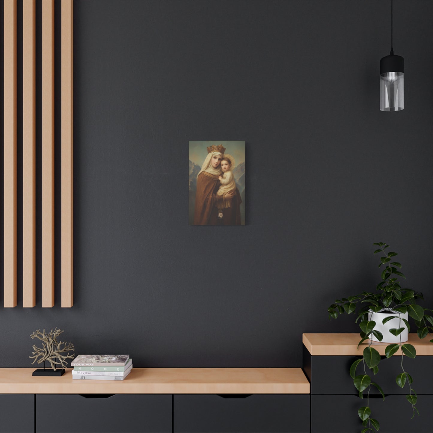 A Cord Between Heaven and Earth - Our Lady of Mount Carmel Wrapped Canvas Print - Multiple Sizes - Catholic Home art Matte Canvas, Stretched