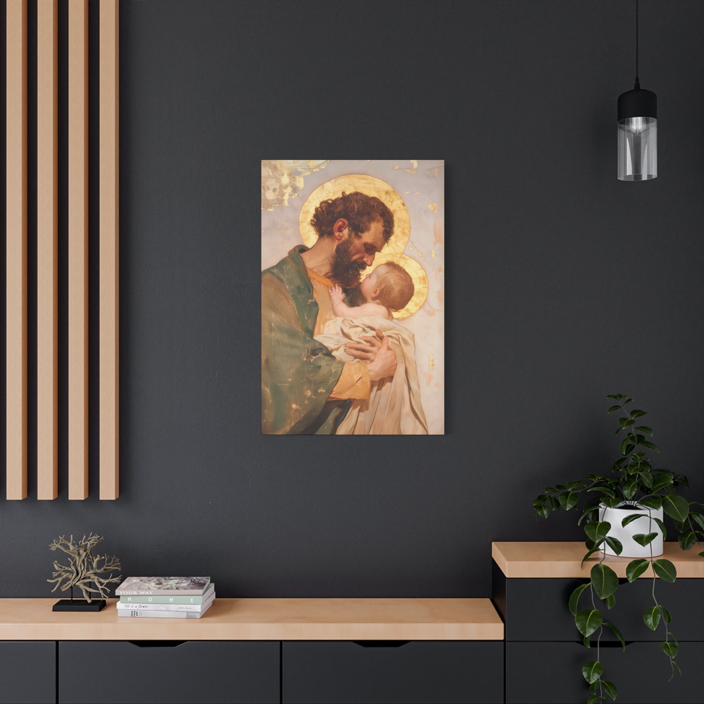 Saint Joseph, Pillar of the Holy Family - Museum Wrapped Canvas - Print - Religious Art for your Home - Christian print - Prayer Room