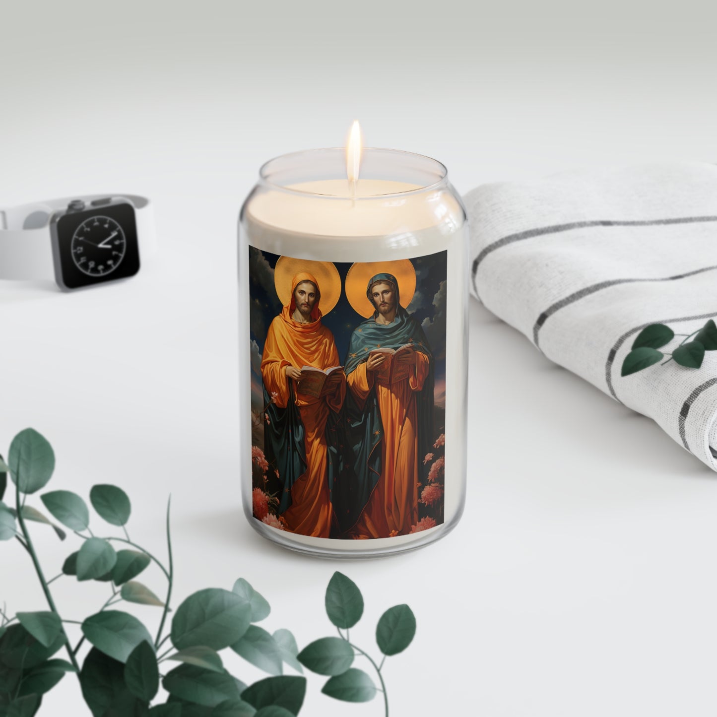 Saints Cosmas and Damian - Scented Prayer Candle, 13.75oz - Tall Size - Religious Prayer Candle - Catholic Art