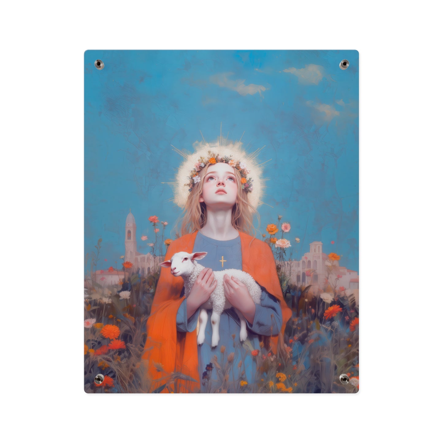 Saint Agnes of Rome Wall Art Panel - Ready to Hang Acrylic Print - Catholic Saint Art - Patron Saint Print - No Frame needed