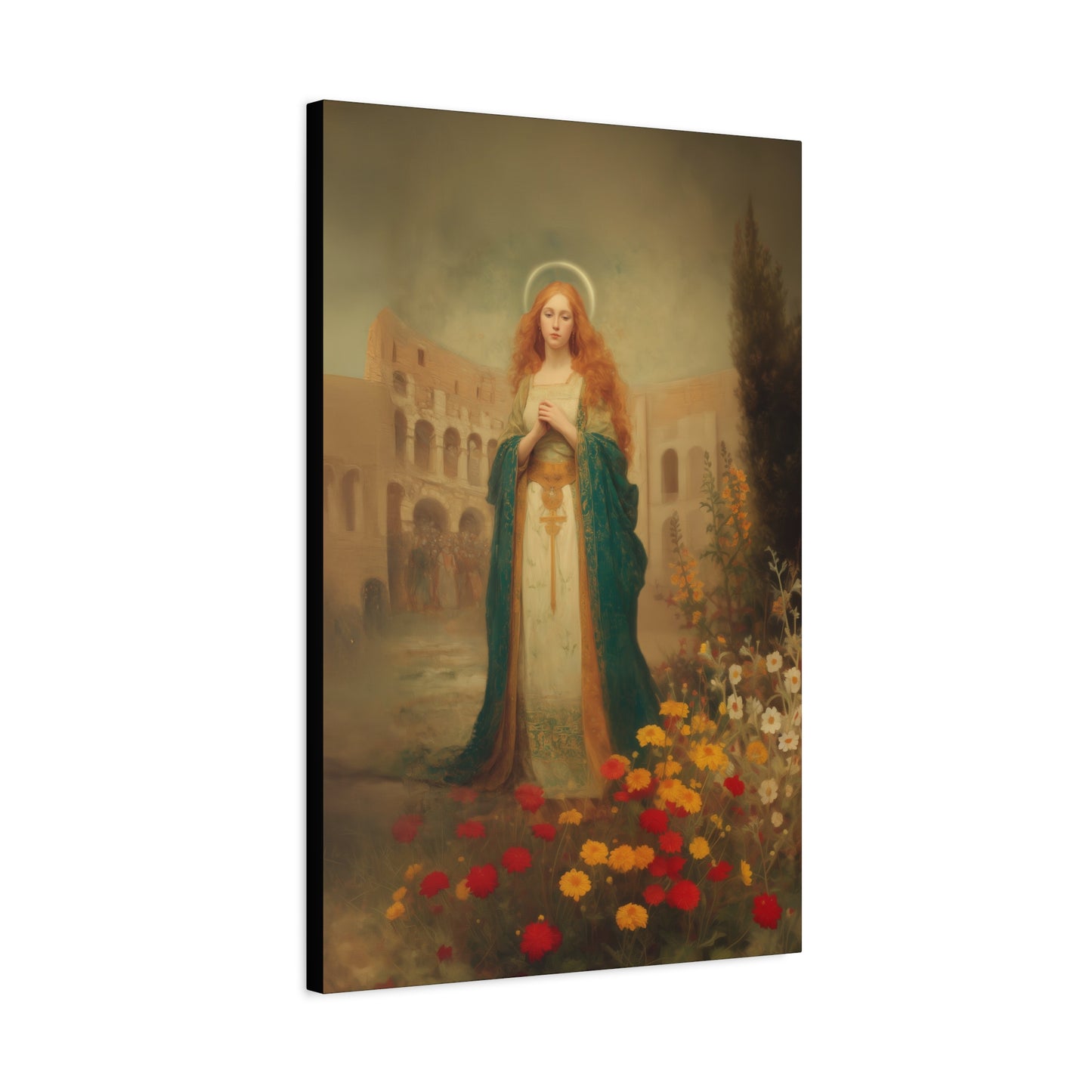 Saint Justina - Multiple Sizes - Catholic Home art - Museum Wrapped Canvas - Sanctified Souls Print - Catholic Martyr Art