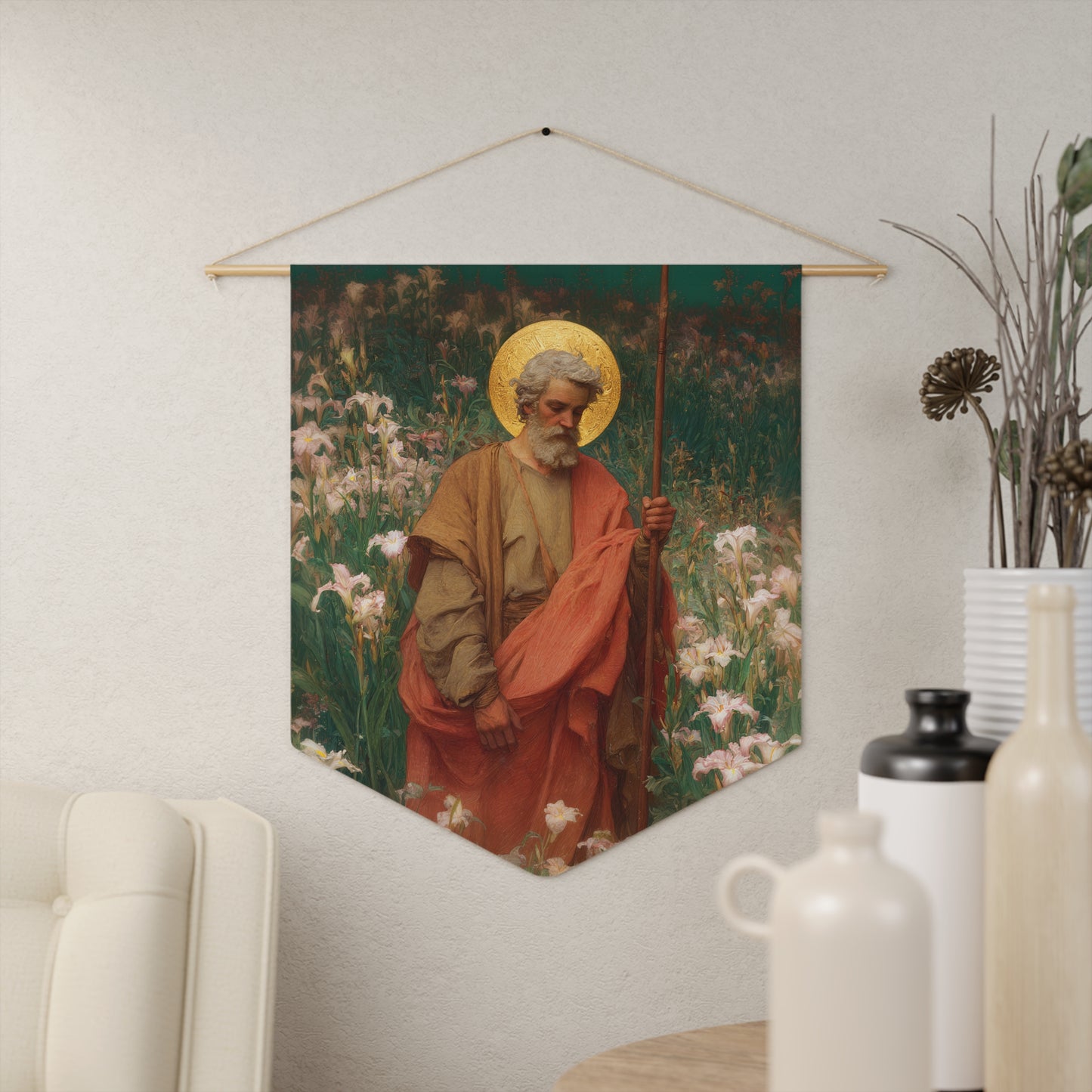 Saint James the Lesser Pennant / Banner / Wall Hanging - Prayer room art - 18" x 21" - Catholic - Large Banner