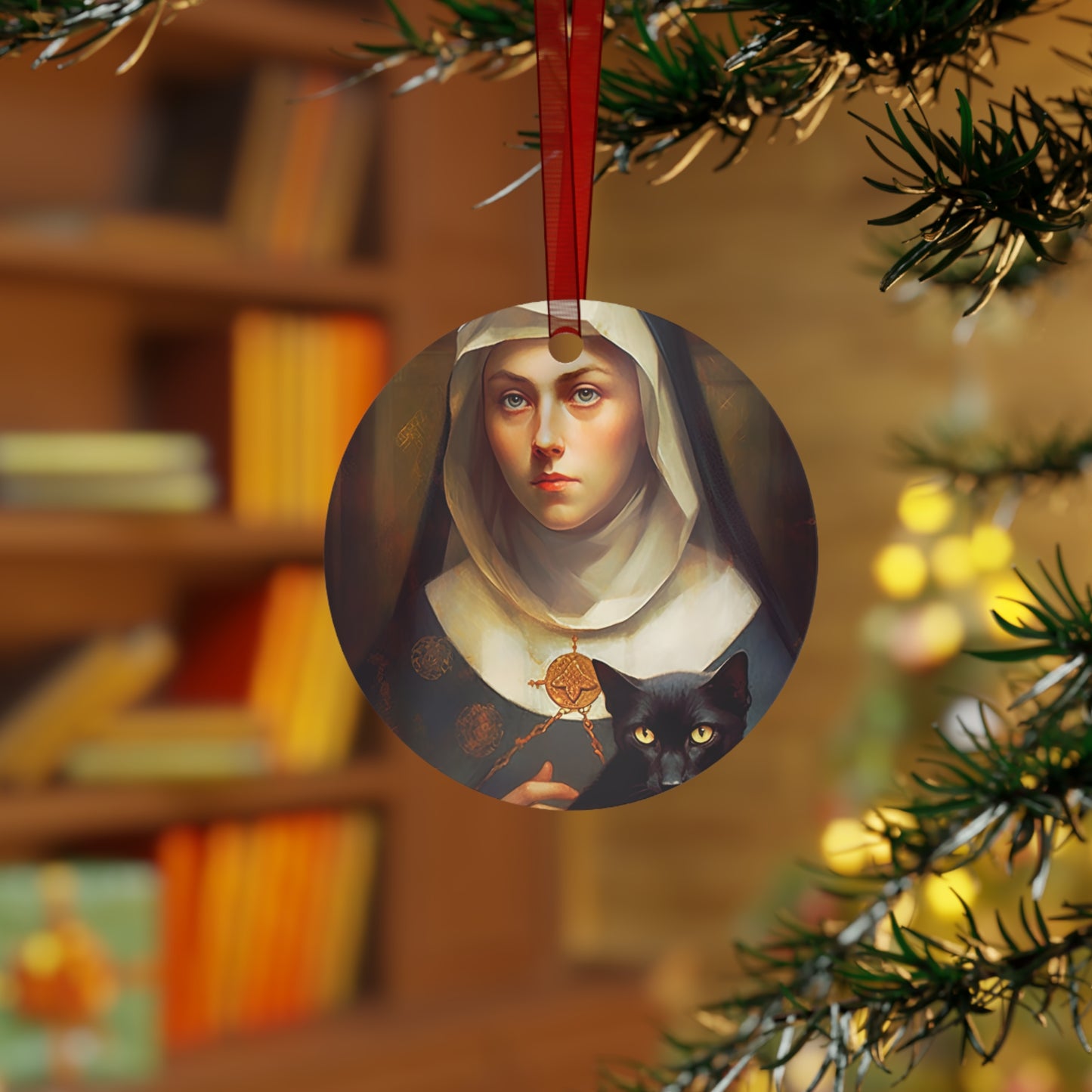 Saint Gertrude - Religious Holiday Christmas Ornament and Keepsake - Double sided Keepsake Religious Ornament