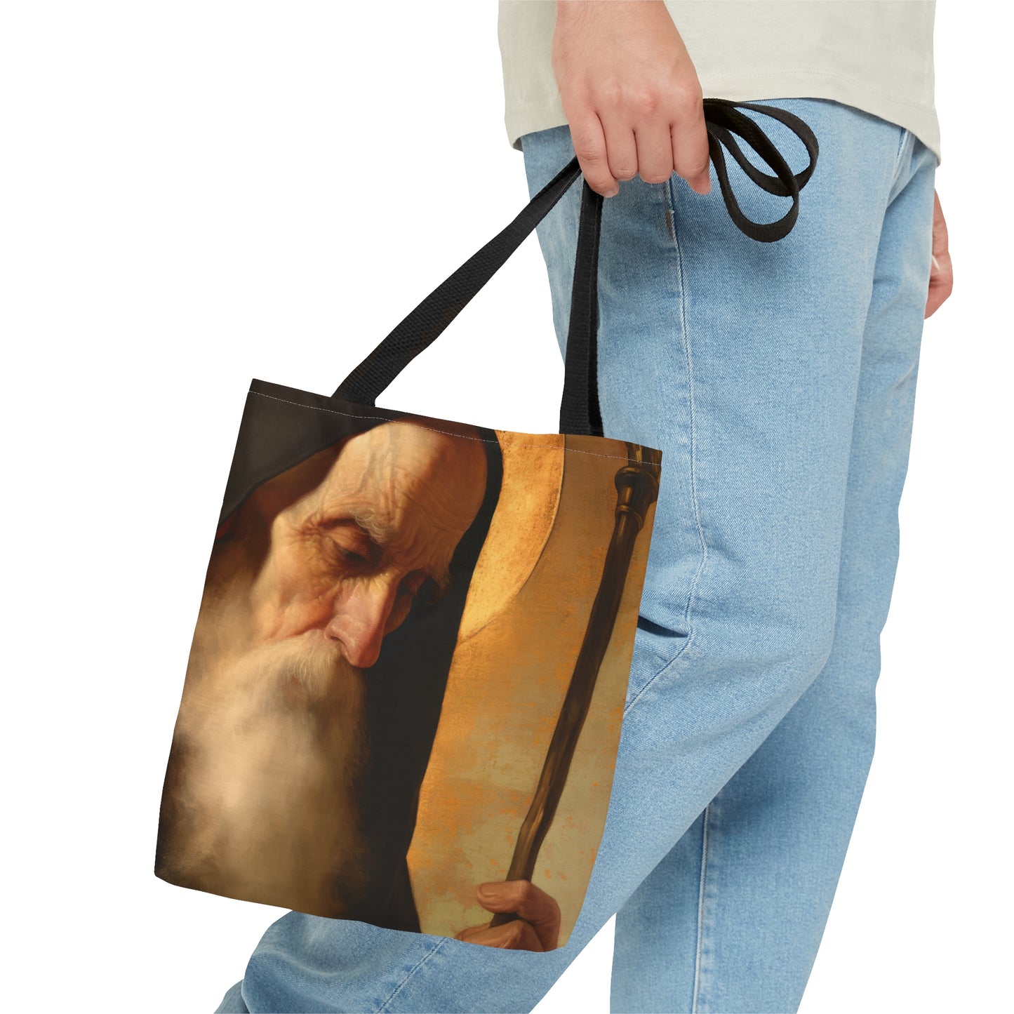 Saint Benedict - Tote Bag - Large Medium Small Faith Art Bag - Bible Study Faith Purse - Double Sided