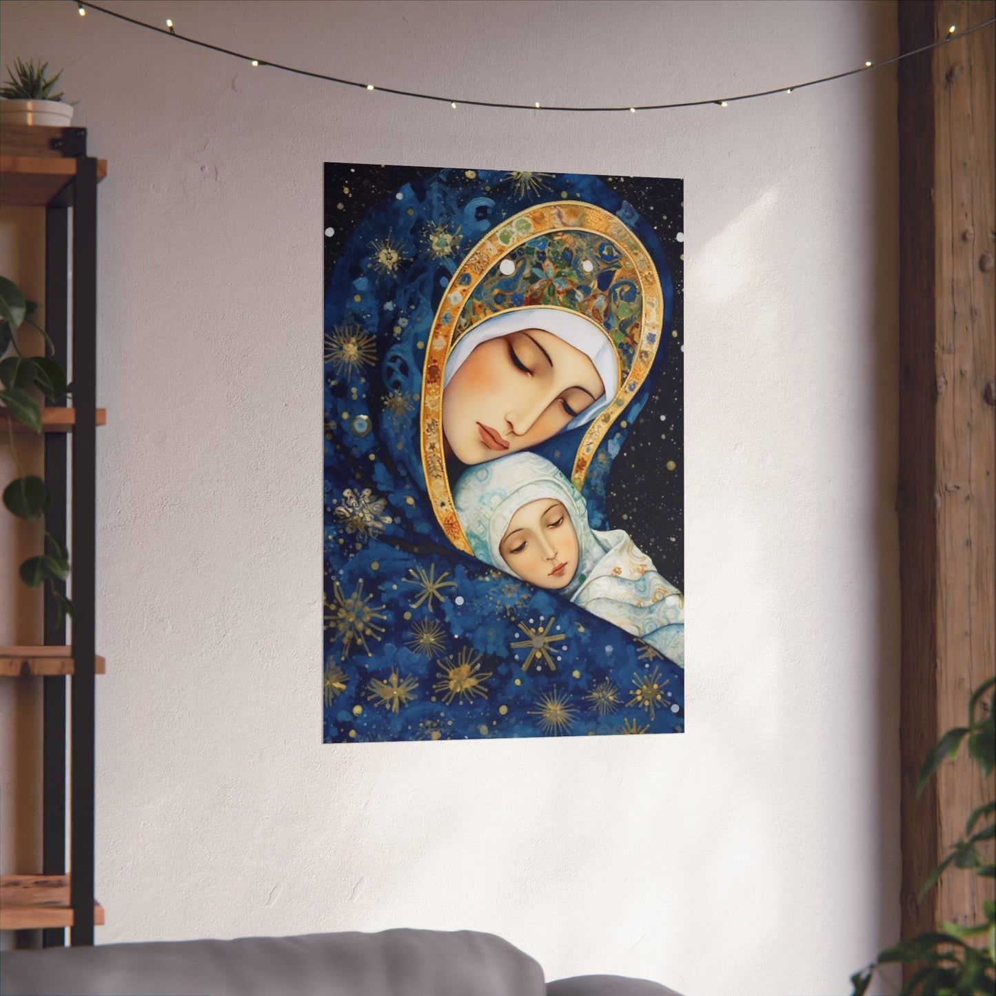Snowfall's Embrace - Our Lady of the Snows Poster Print - Sanctified Souls Print - Multiple Sizes - Premium Posters - Catholic Art