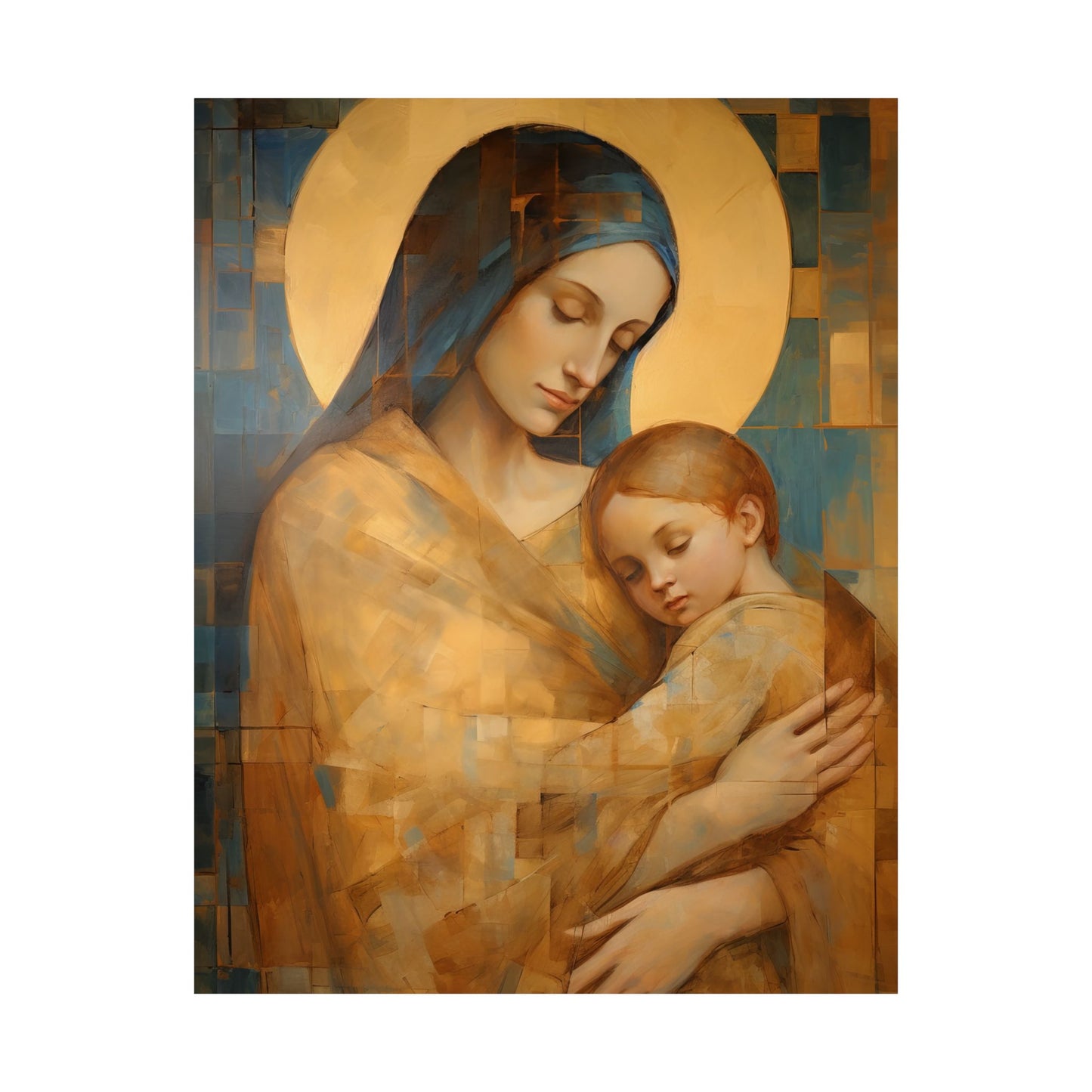 Heavenly Connection - Mary and the Divine Son - Multiple Sizes - Premium Matte Vertical Posters - Christ Child and Mother Mary