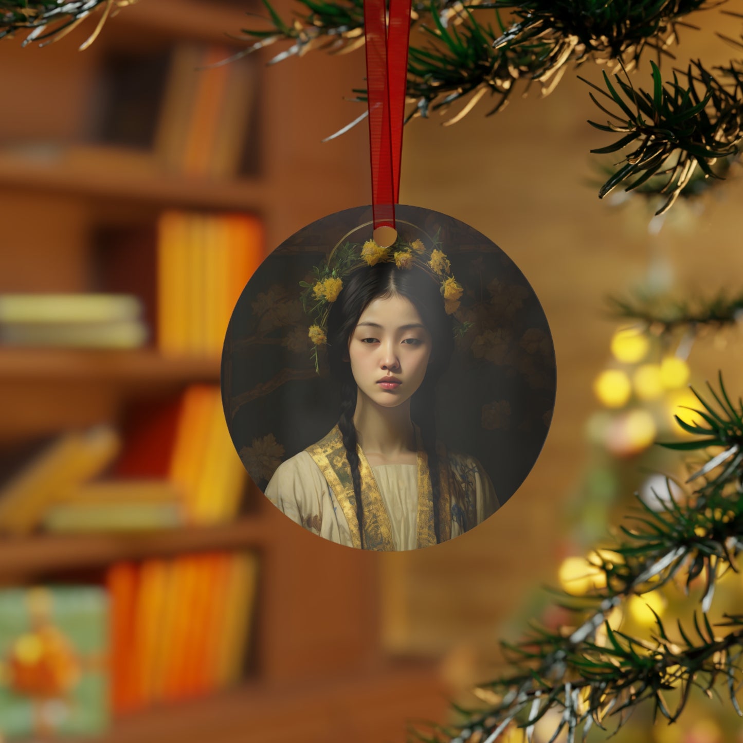 Saint Agatha Lin Metal Ornament - Religious Holiday Christmas Ornament - Double sided - Catholic Keepsake - Small Gift - Religious Gift