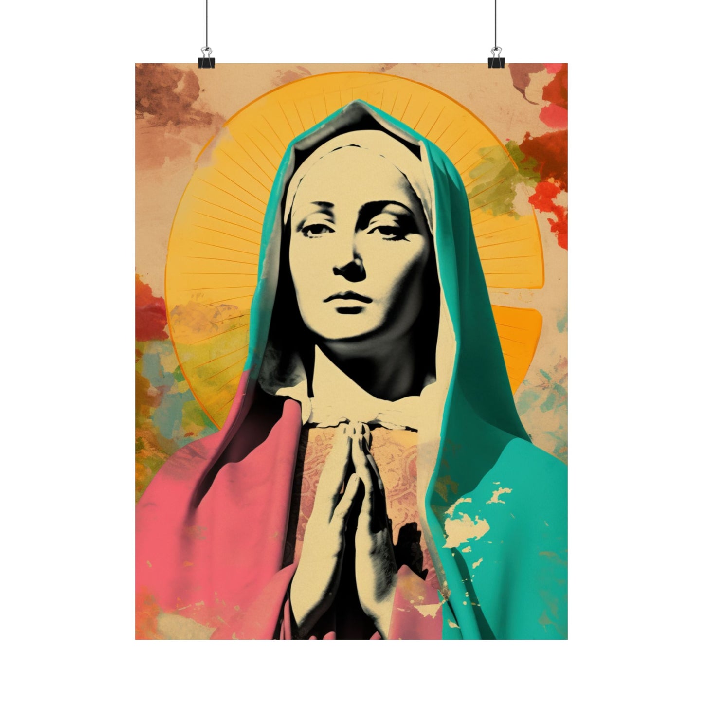 Mary The Blessed Virgin - Sanctified Souls Print - Multiple Sizes - Premium Matte Vertical Poster - Pop Surreal Lowbrow Art Style