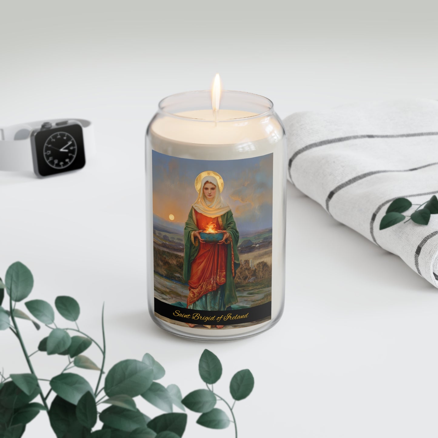 Saint Brigid of Ireland / Kildare - Scented Prayer Candle, 13.75oz - Candle - Catholic Art - prayer room Scented Candle - Religious Saint