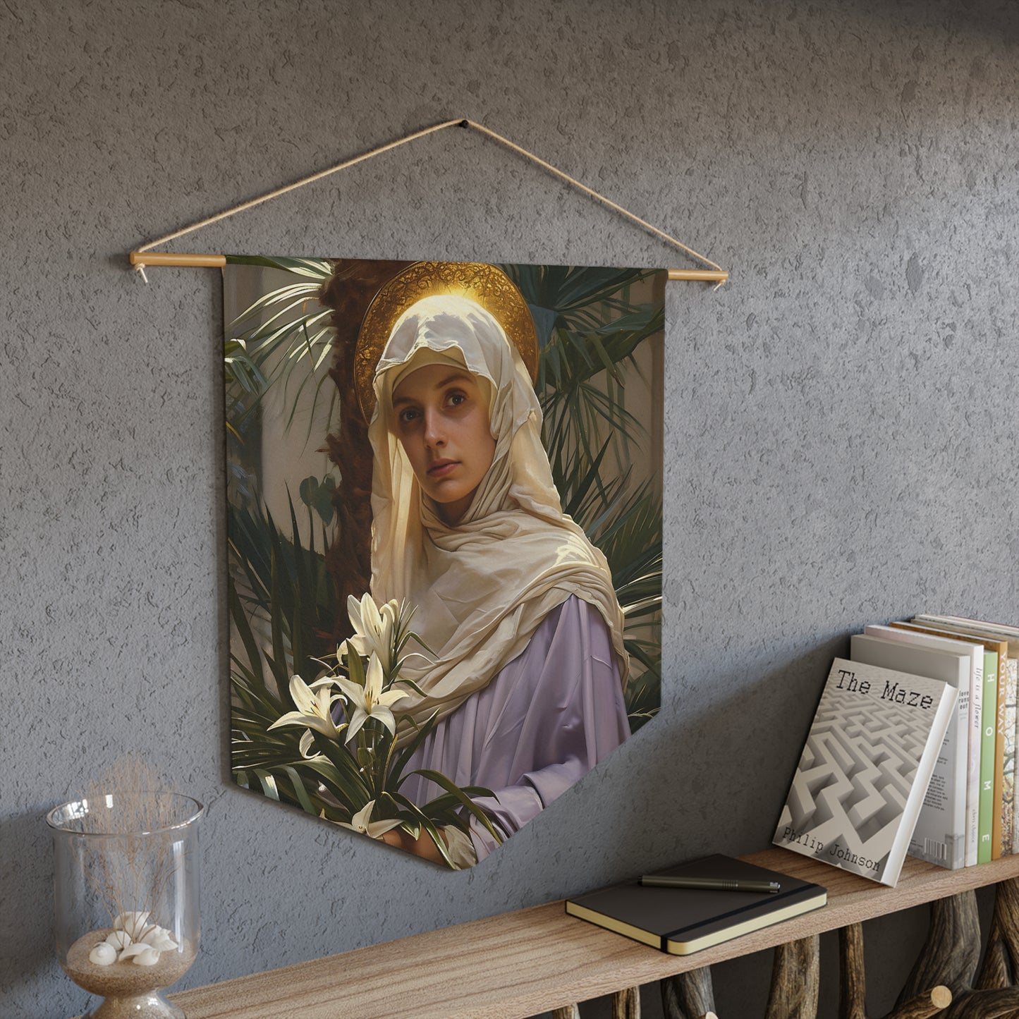 Saint Adele Pennant / Banner / Wall Hanging - Prayer room art - Catholic Home Art - Large Saint Art for your home - 18" x 21"