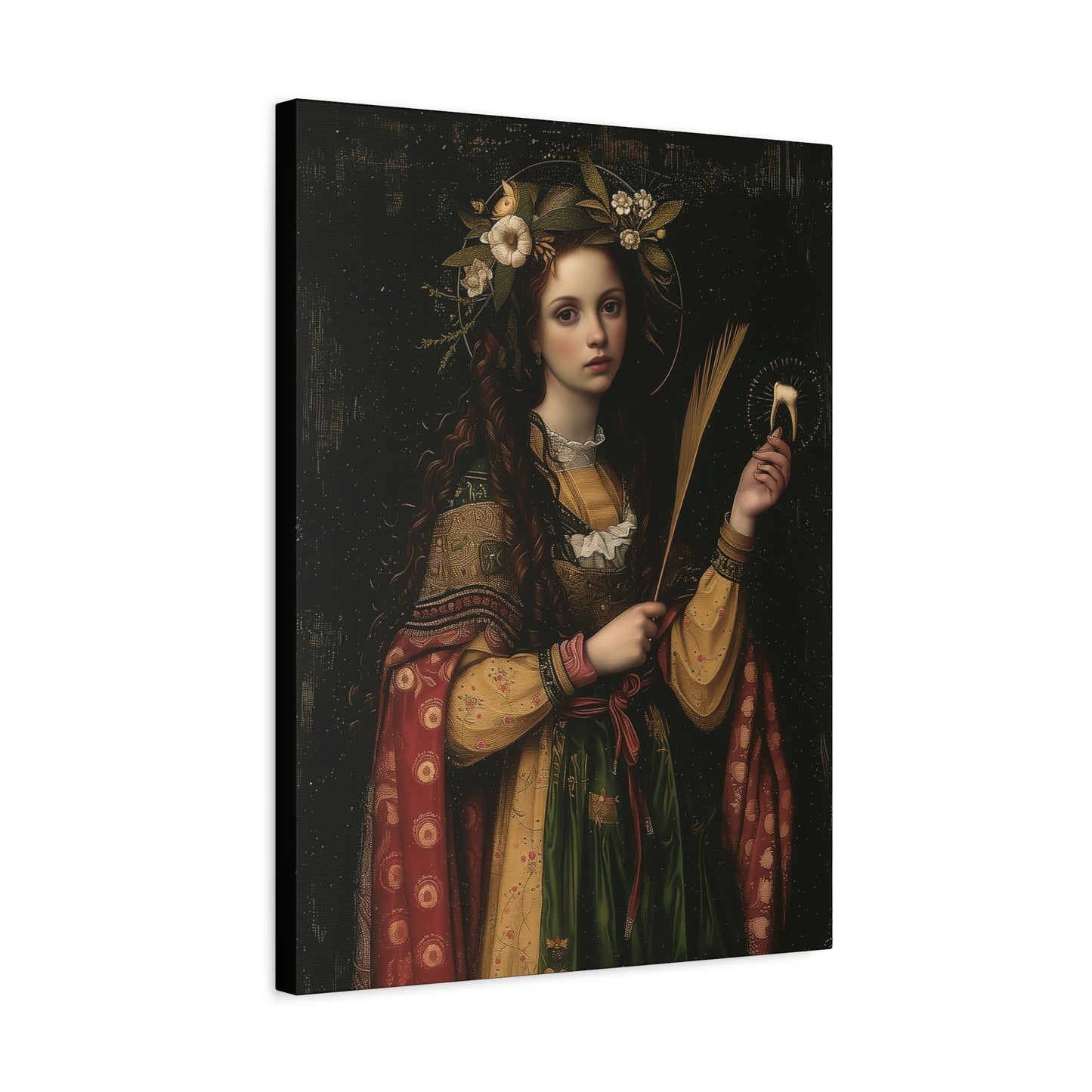 Saint Apollonia - Museum Wrapped Canvas - Print - Religious Art for your Home - Catholic art print - prayer room art