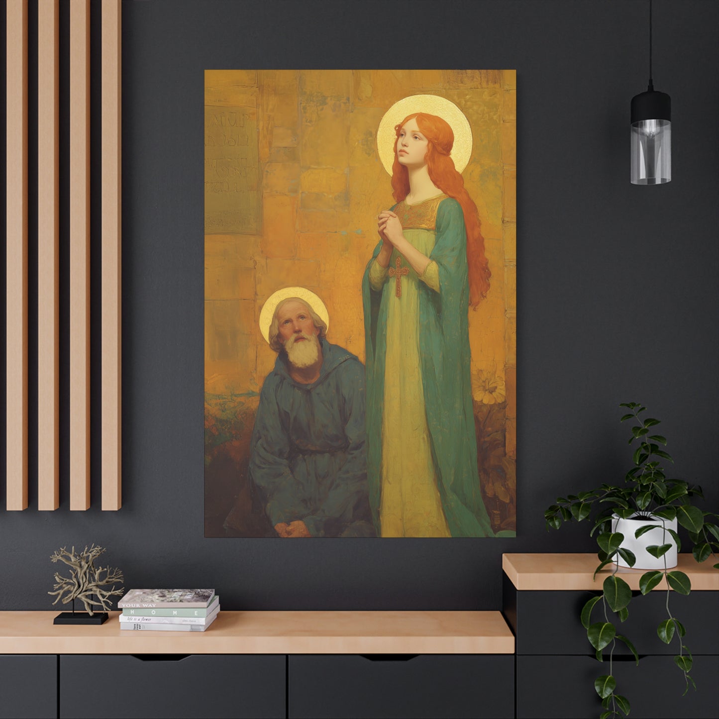 Saints Justina and Cyprian - Multiple Sizes - Catholic Home art - Museum Wrapped Canvas - Sanctified Souls Print - Catholic Martyr Art