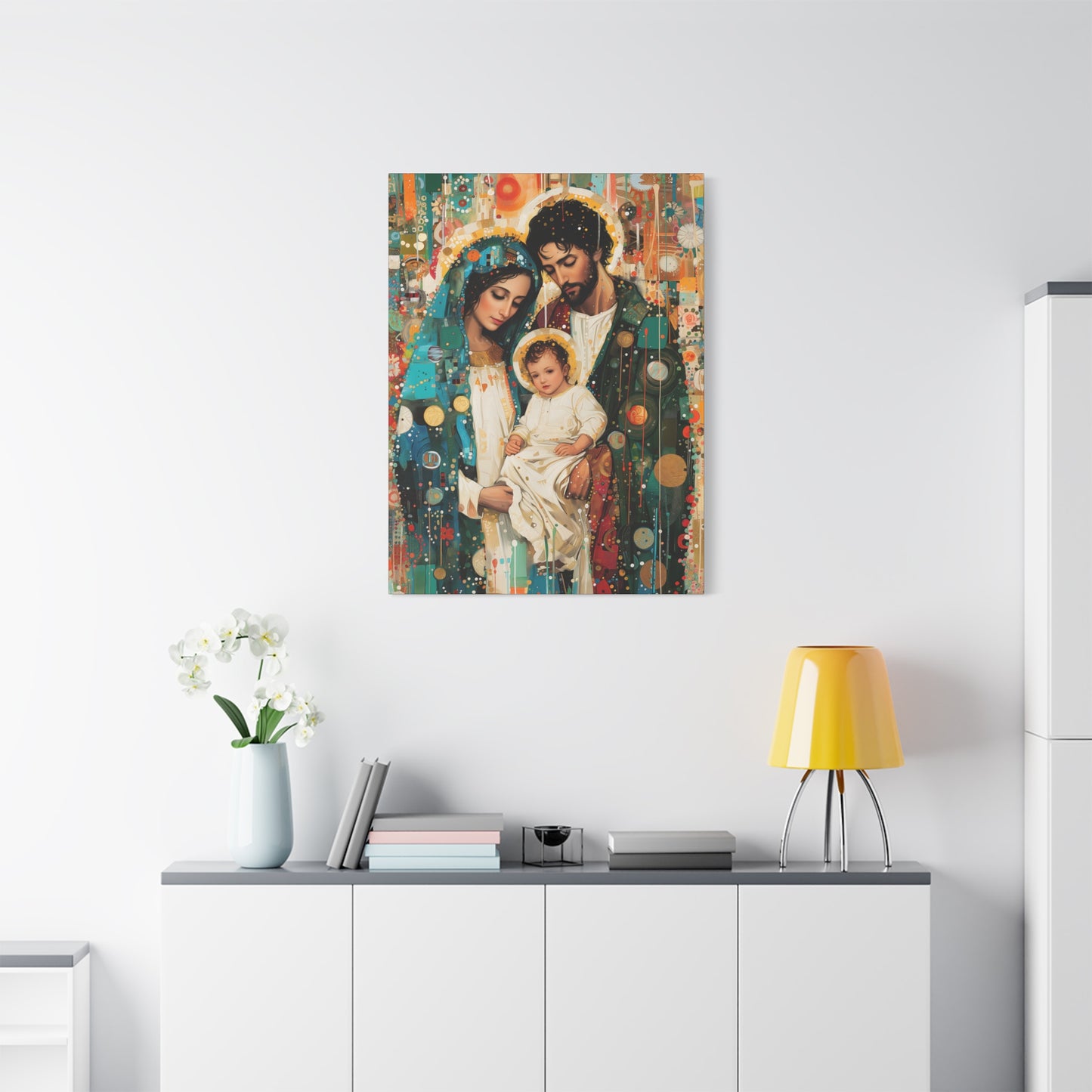 Eternal Light - Mary, Joseph, and the Christ Child - Museum Wrapped Canvas - Sanctified Souls Print - Religious Art - Holy Family Art