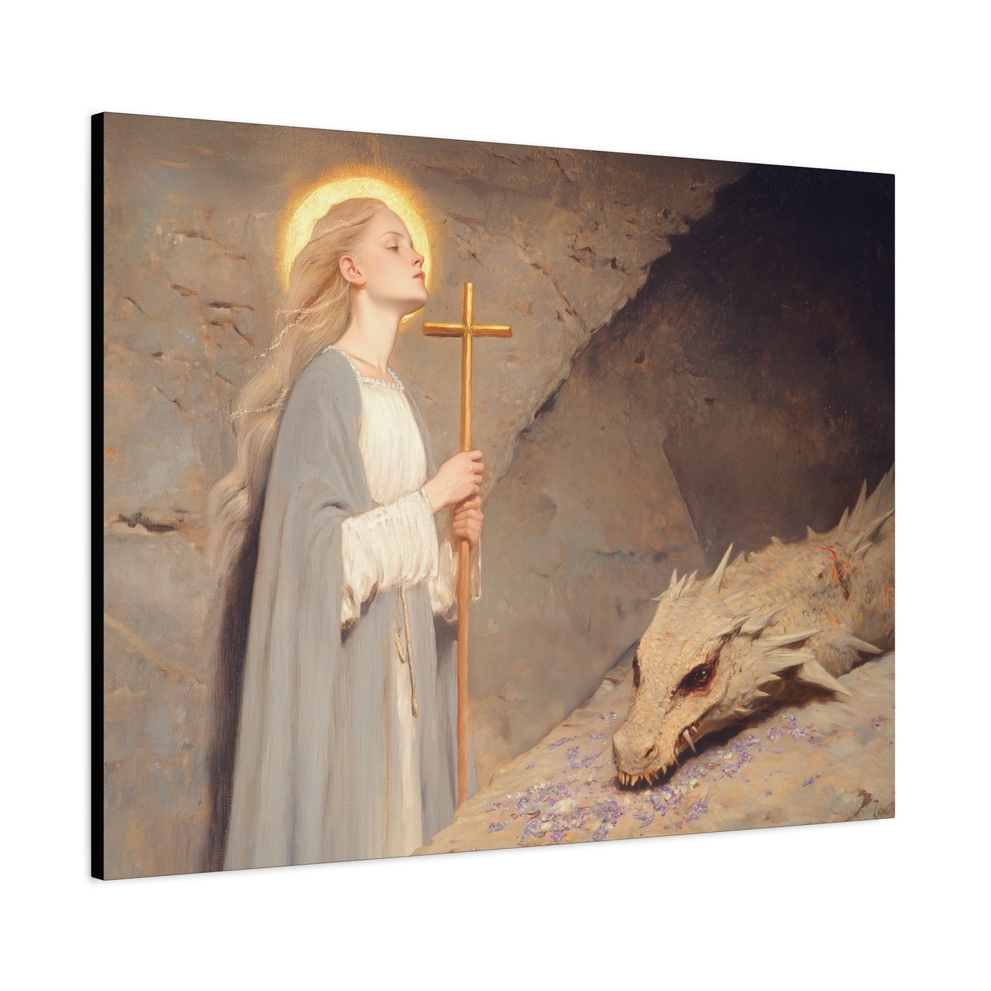 Saint Margaret of Antioch - Museum Wrapped Canvas - Sanctified Souls Print - Religious Art for your Home - Catholic Patron Saint Art