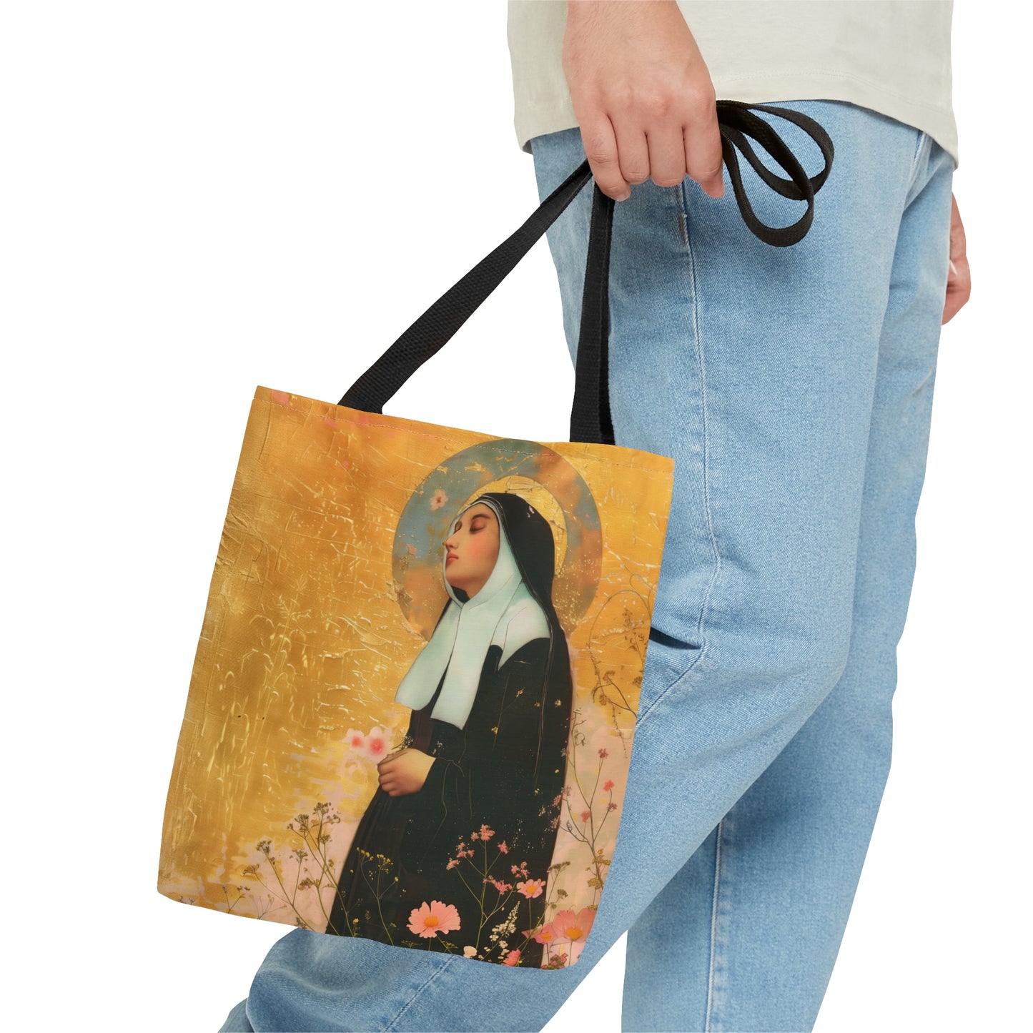 Saint Bernadette Tote Bag - Large Medium Small Faith Art Bag - Catholic Faith Purse - Double Sided