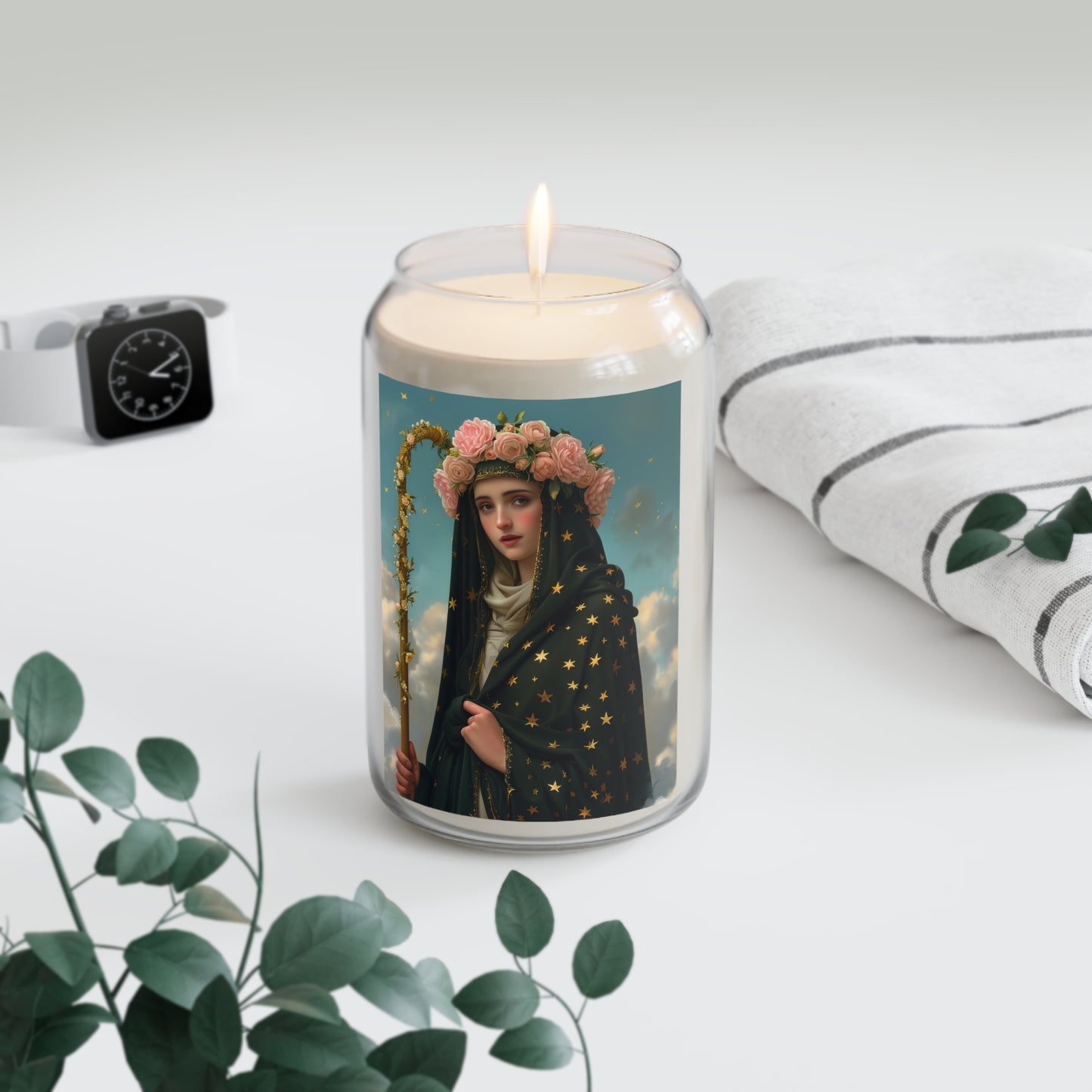 Saint Aldegund / Aldegundis - Scented Prayer Candle, 13.75oz - Tall Size - Religious Prayer Candle - Catholic Art