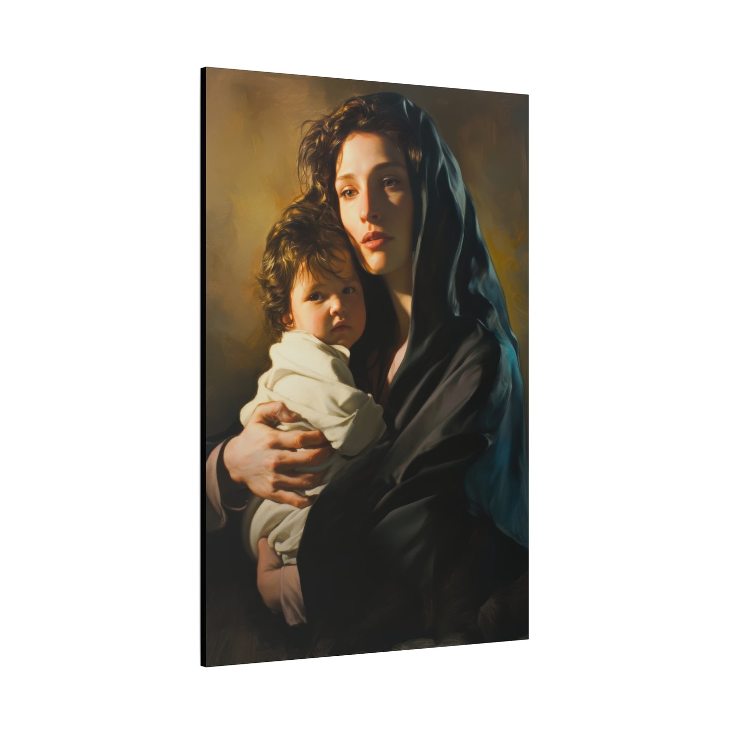 A mother's Gentle Embrace - Mary and The Christ Child - Museum Wrapped Canvas - Print - Religious Art for your Home - Catholic Saint Art