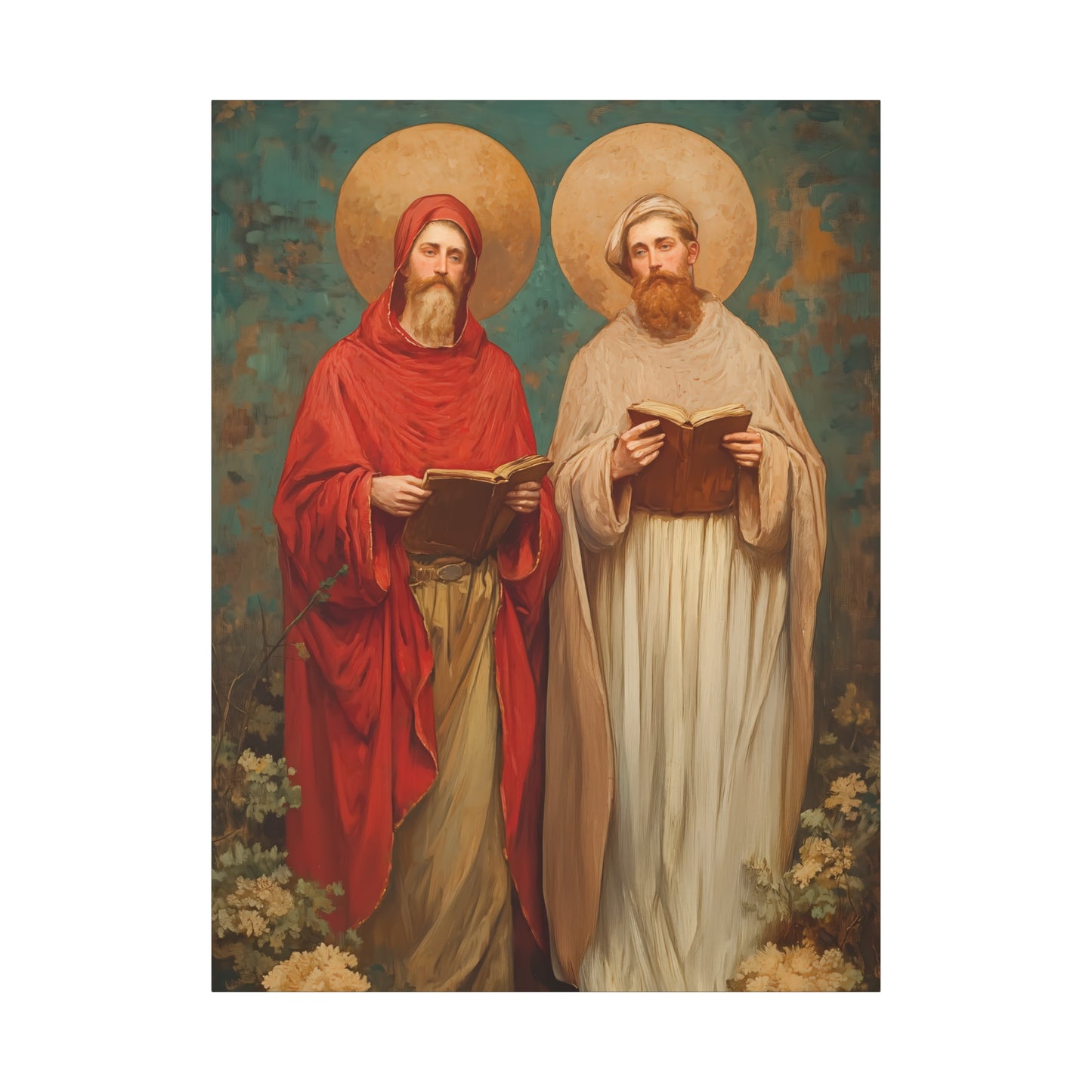 Saints Cosmas and Damian - Multiple Sizes - Catholic Home art - Museum Wrapped Canvas - Sanctified Souls Print - Catholic Martyr Art