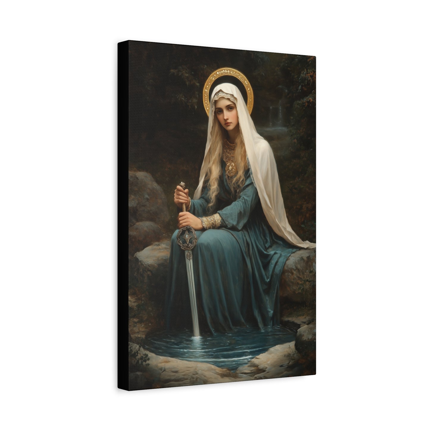 Saint Winifred - Museum Wrapped Canvas - Print - Religious Art for your Home - Christian print - Prayer Room Art - Catholic