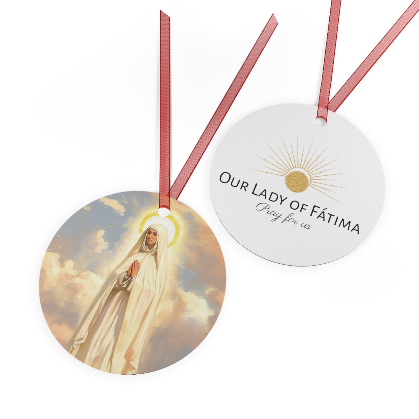Our Lady of Fátima Metal Ornament - Religious Holiday Christmas Ornament and Keepsake - Catholic Religious Keepsake