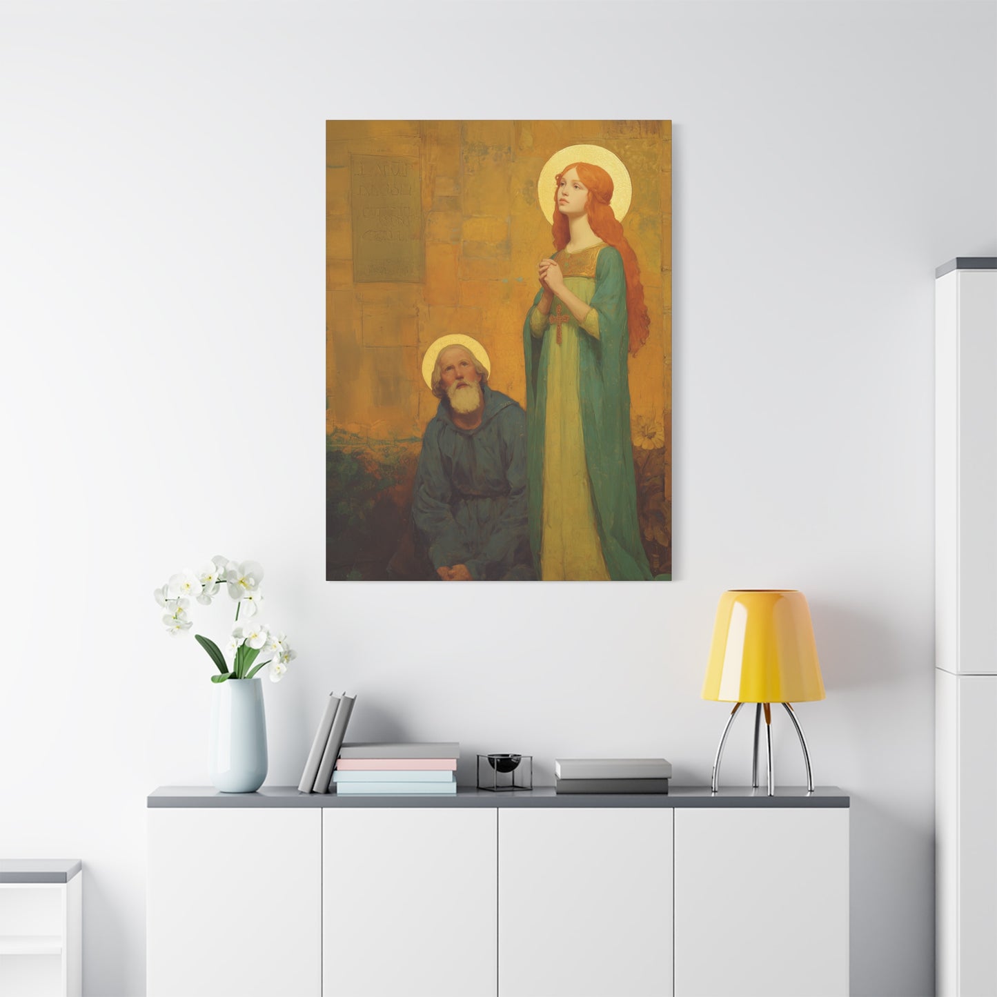 Saints Justina and Cyprian - Multiple Sizes - Catholic Home art - Museum Wrapped Canvas - Sanctified Souls Print - Catholic Martyr Art