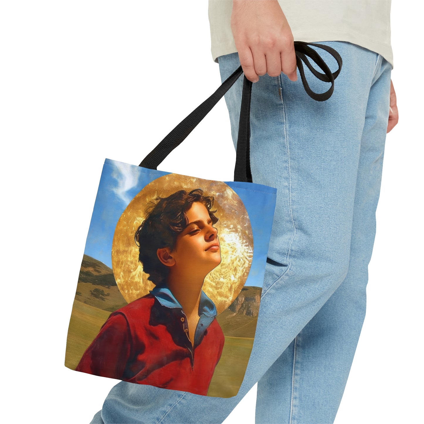 Saint Carlo Acutis Tote Bag - Large Medium Small Faith Art Bag - Catholic Faith Purse - Double Sided